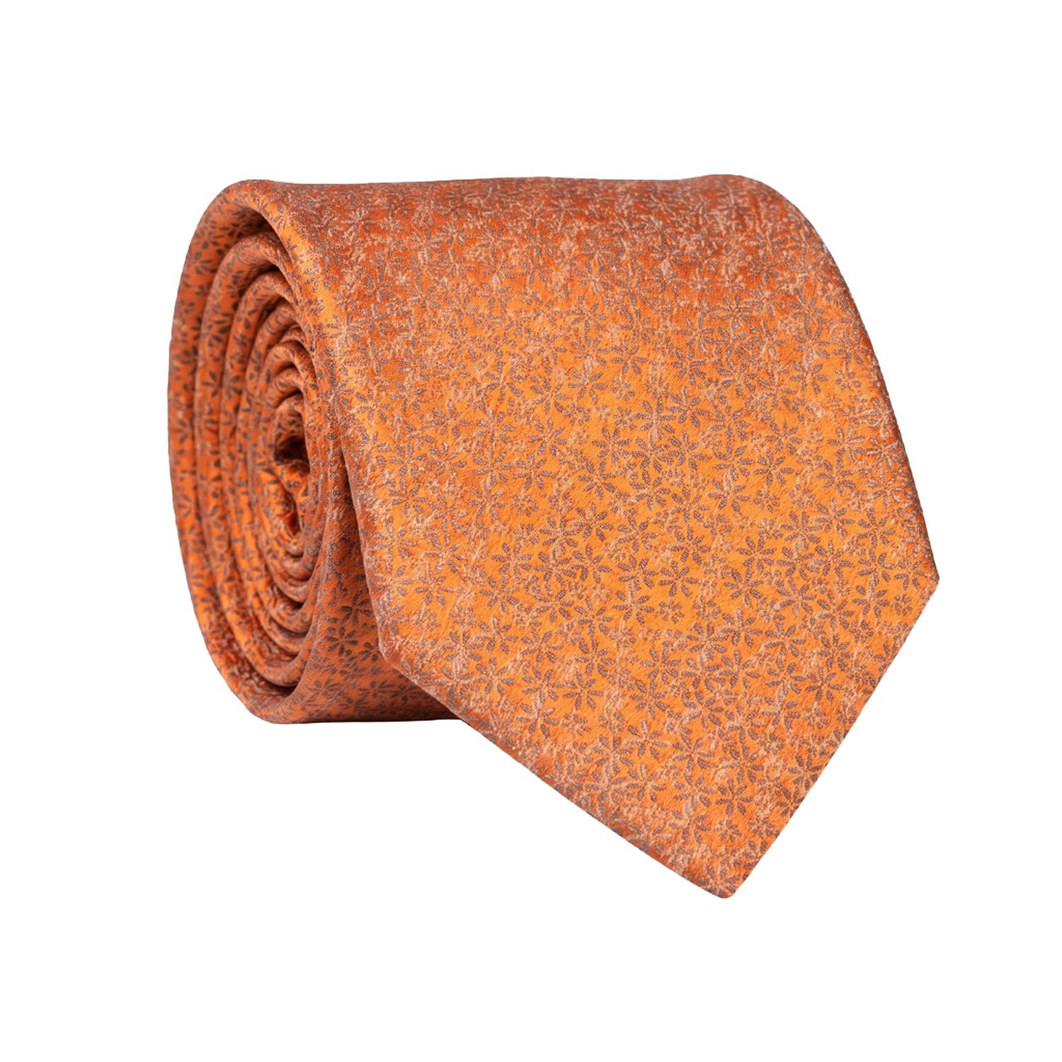 Cravatta di Seta Arancione a Fiori Blu 1666  Graffeo Cravatte Made in Italy Rotolo