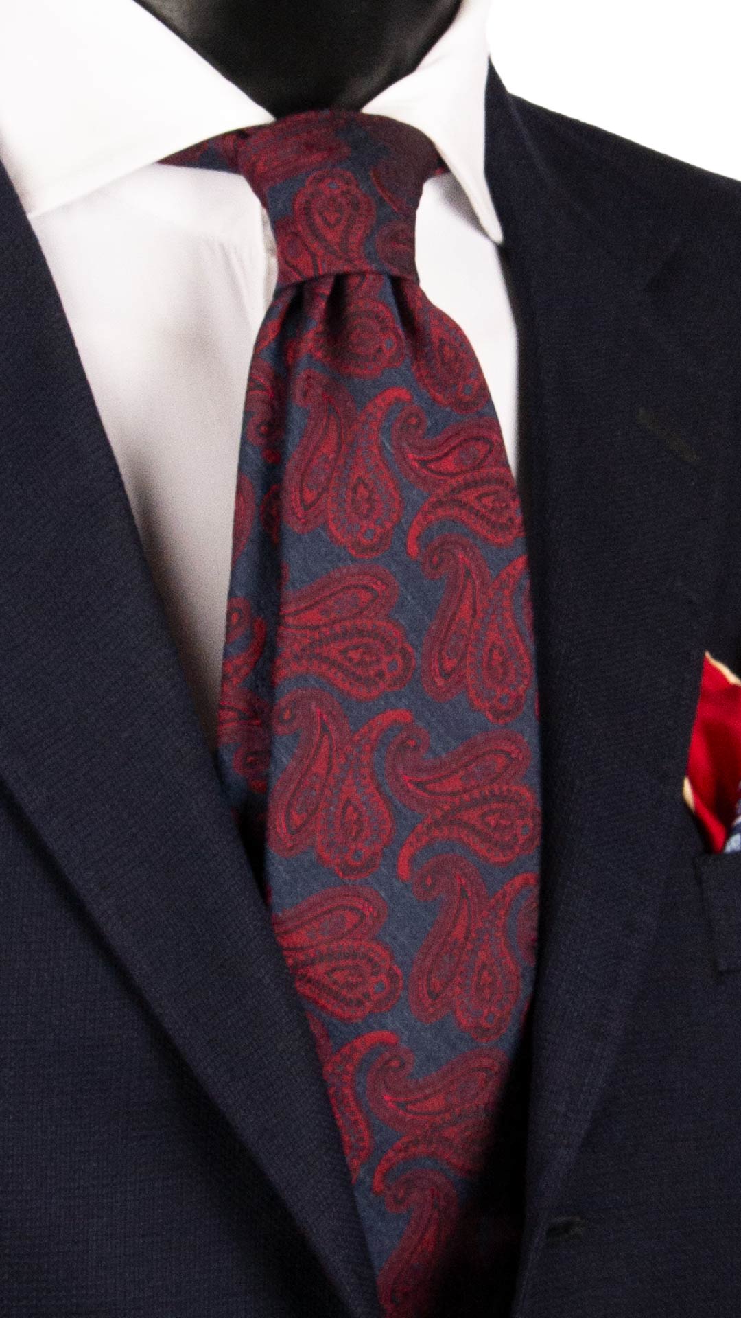 Cravatta di Seta Avio Paisley Rosso Bordeaux AN7609 Made in Italy Graffeo Cravatte