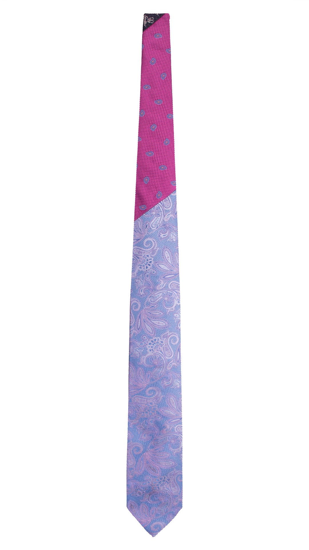 Cravatta di Seta Azzurra Paisley Celeste Glicine Nodo in Contrasto Viola Paisley Azzurro Giallo N3311 Graffeo Cravatte Made in Italy Intera