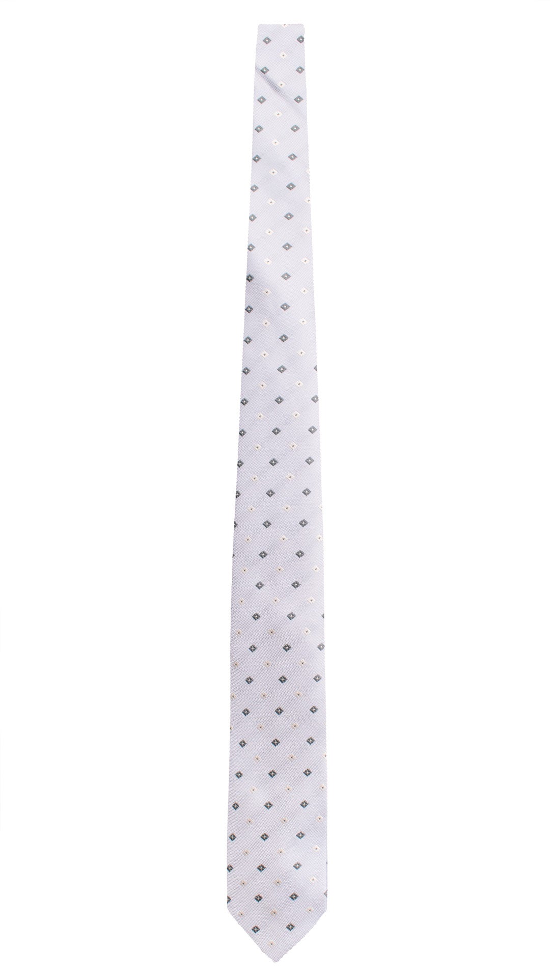 Cravatta di Seta Azzurro Polvere Fantasia Avio Bianco 1910 Graffeo Cravatte Made in Italy Intera