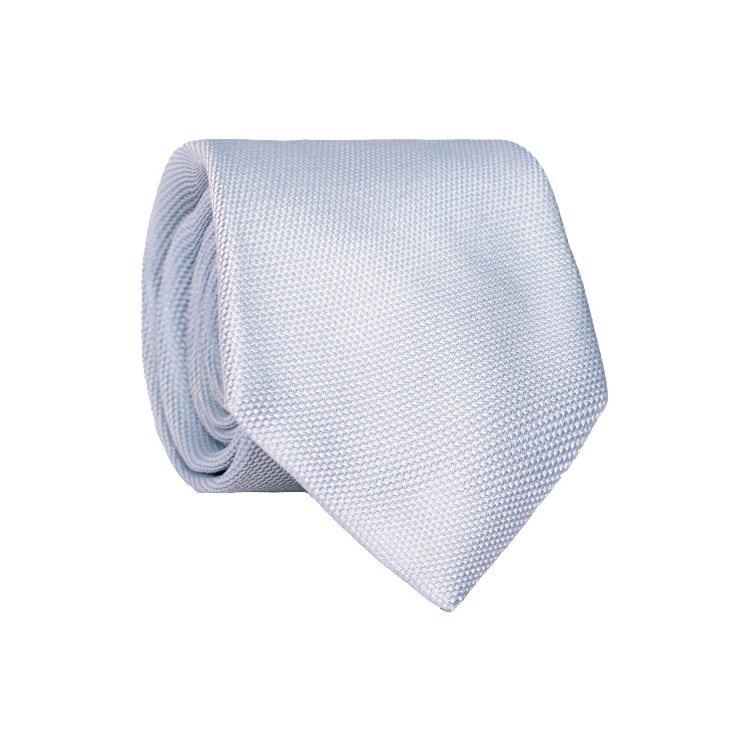 Cravatta di Seta Azzurro Polvere Fantasia Grigio Argento 7443 Made in Italy Graffeo Cravatte Rotolo