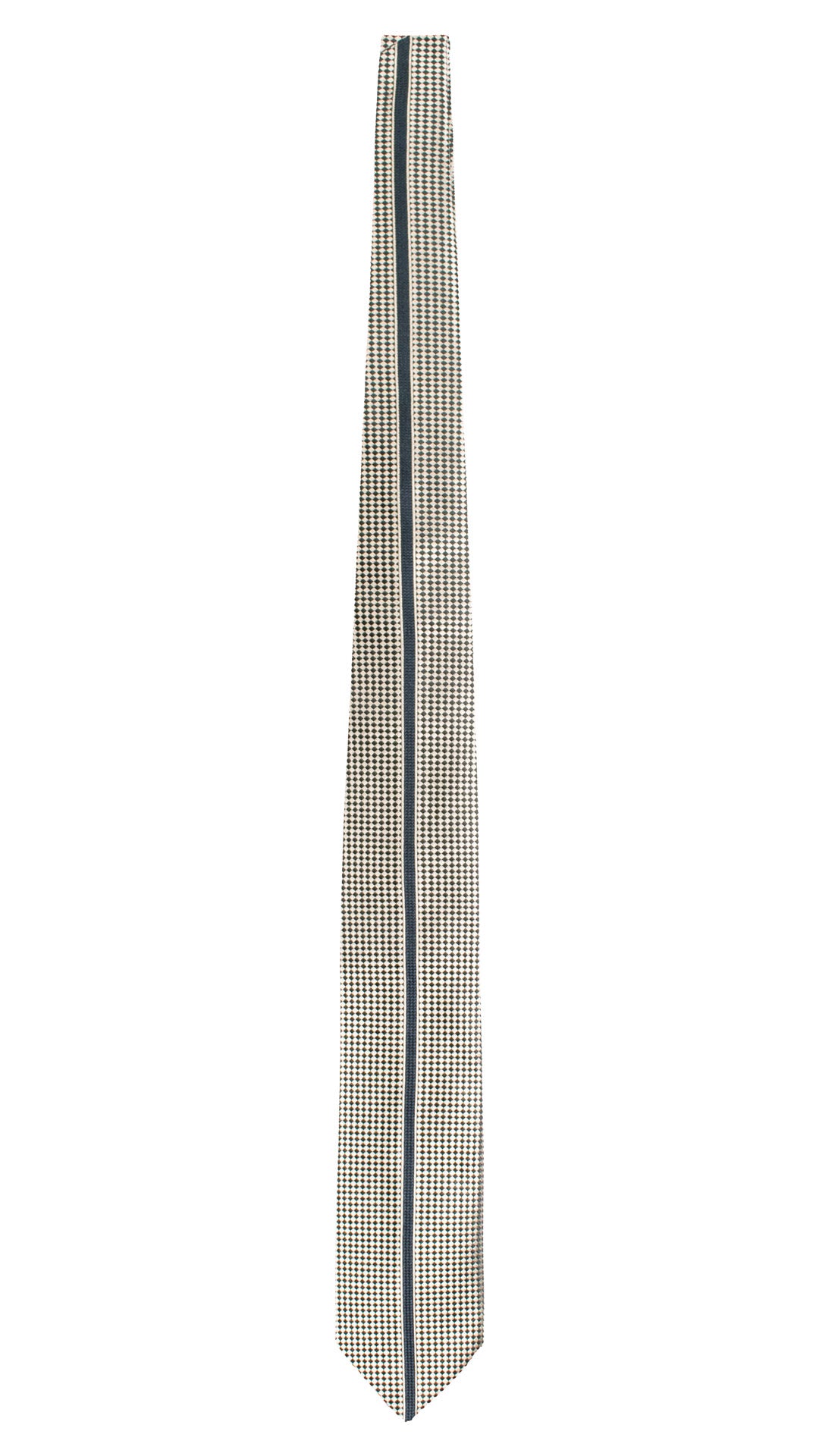 Cravatta di Seta Beige Blu Notte con Riga Verticale Blu 7768 Made in Italy Graffeo Cravatte Intera