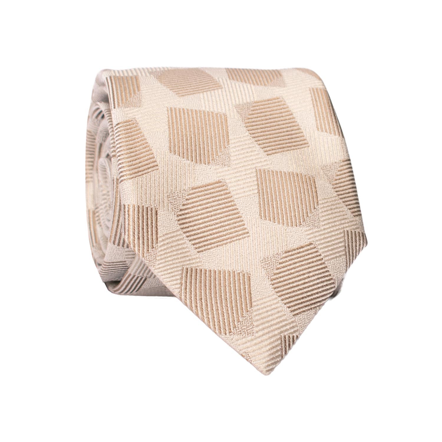 Cravatta di Seta Beige Chiaro Fantasia Tono su Tono 7304 Graffeo Cravatte Made in Italy Rotolo