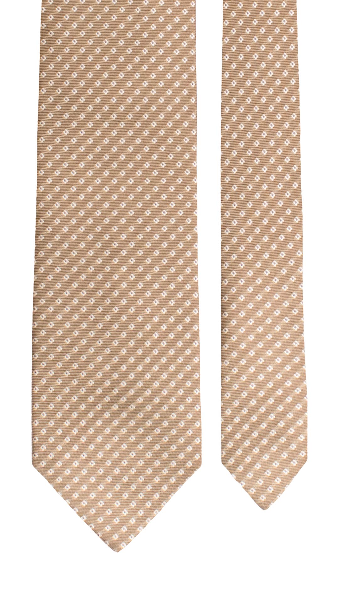 Cravatta di Seta Beige Fantasia Bianca Blu 1722 Graffeo Cravatte Made in Italy Pala