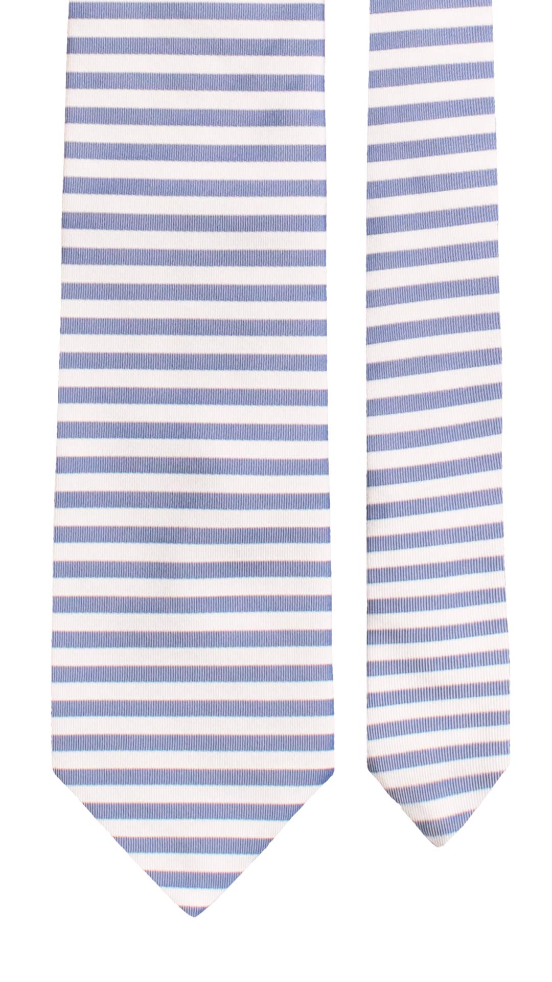 Cravatta di Seta Bianco Panna con Righe Orizzontali Bluette 7765 Made in Italy Graffeo Cravatte Pala