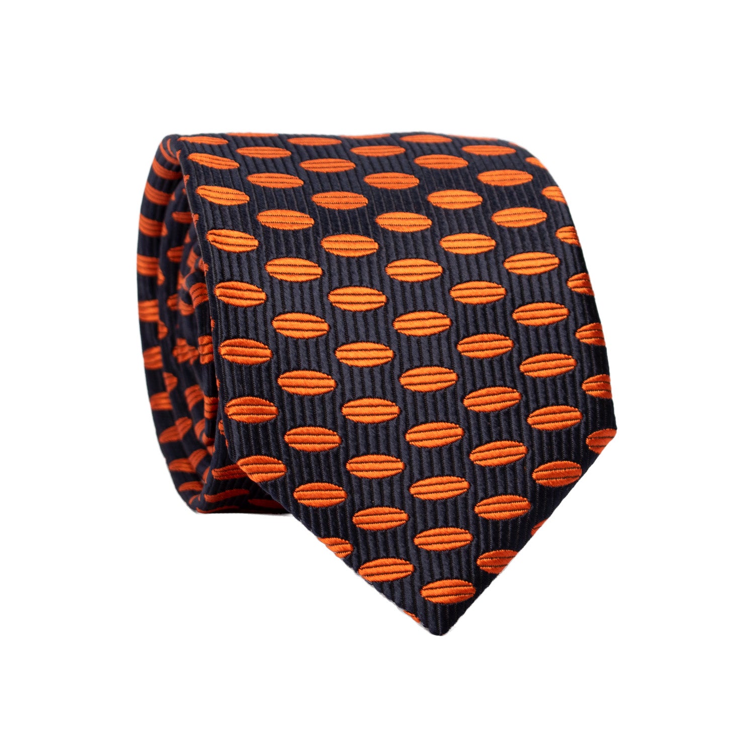 Cravatta di Seta Blu Fantasia Arancione AN7176 Graffeo Cravatte Made in Italy Rotolo