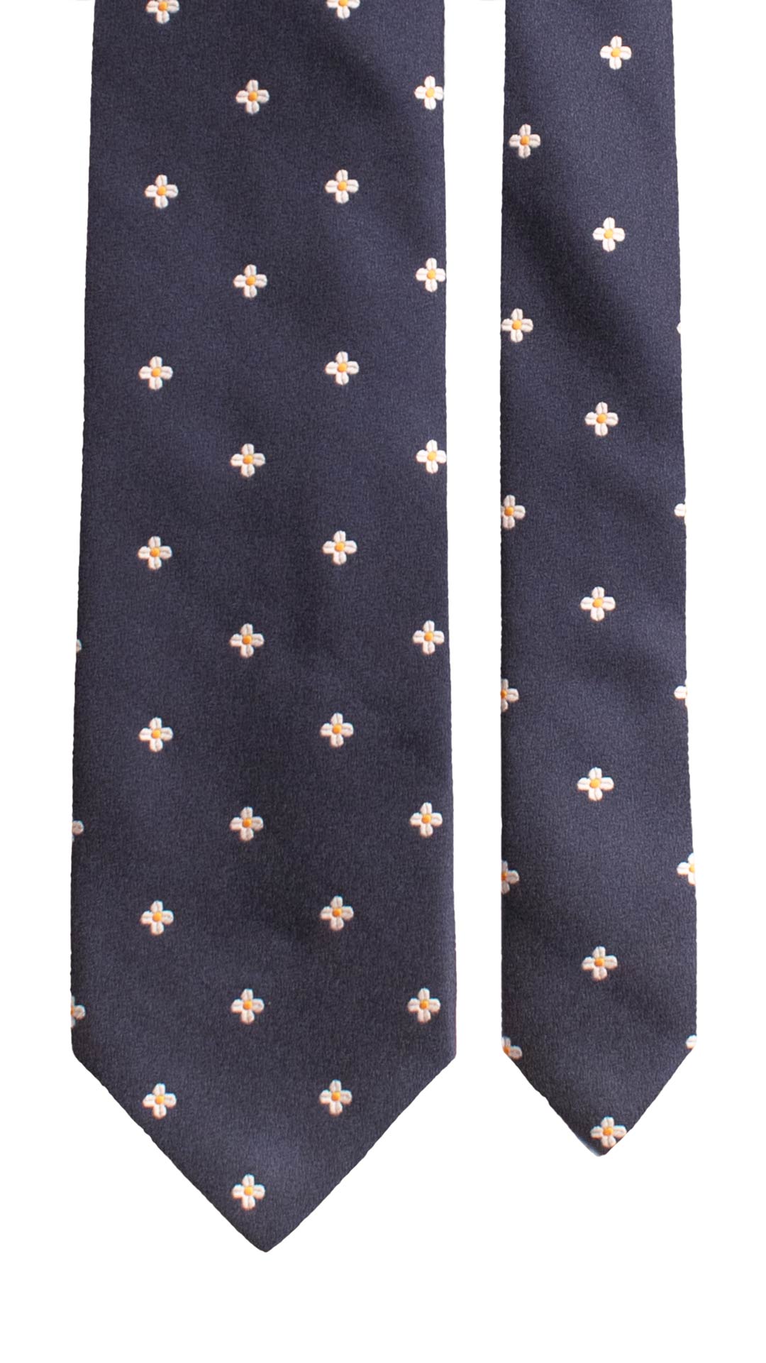 Cravatta di Seta Blu Fantasia Bianca Gialla 1851 Graffeo Cravatte Made in Italy Pala