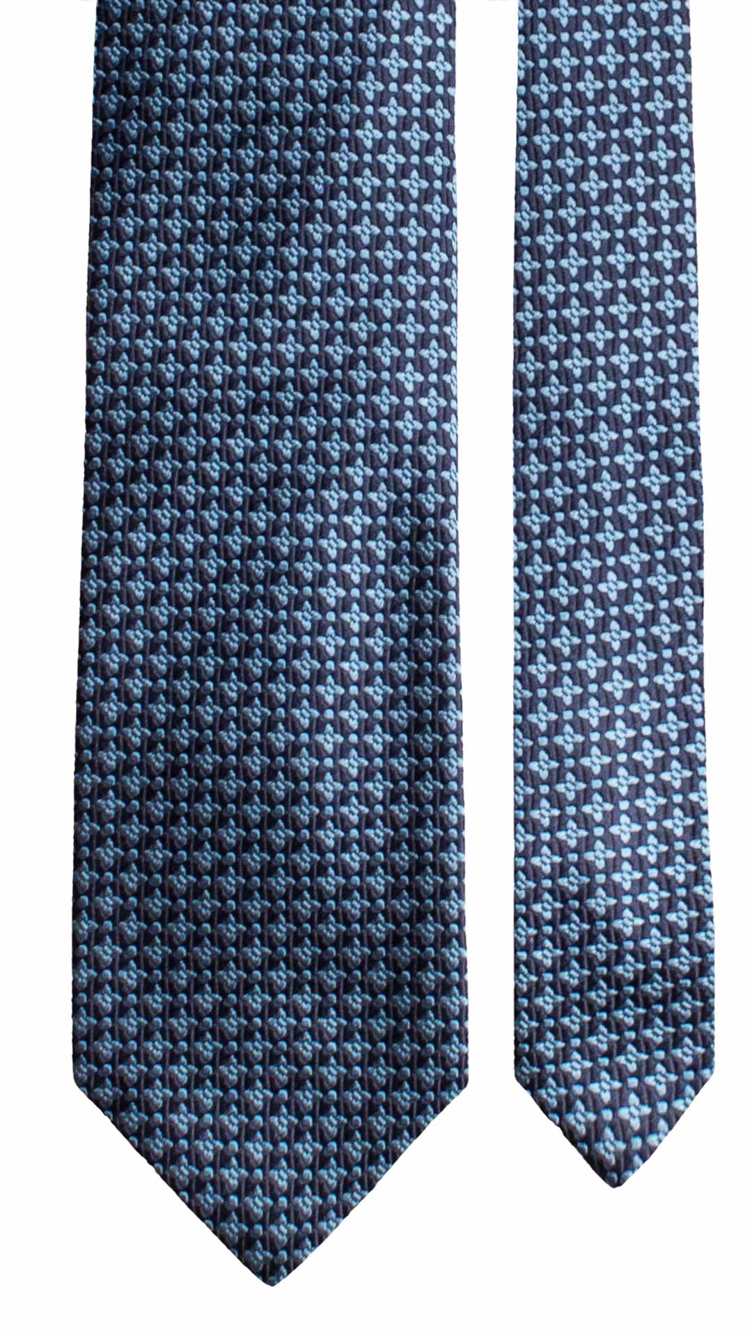 Cravatta di Seta Blu Fantasia Celeste 1985 Graffeo Cravatte Made in Italy Pala