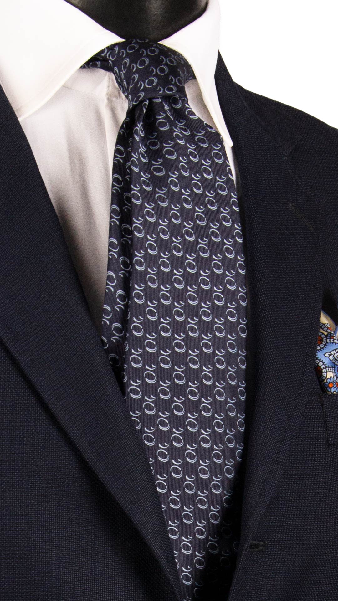 Cravatta di Seta Blu Fantasia Celeste 7354 Graffeo Cravatte Made in Italy