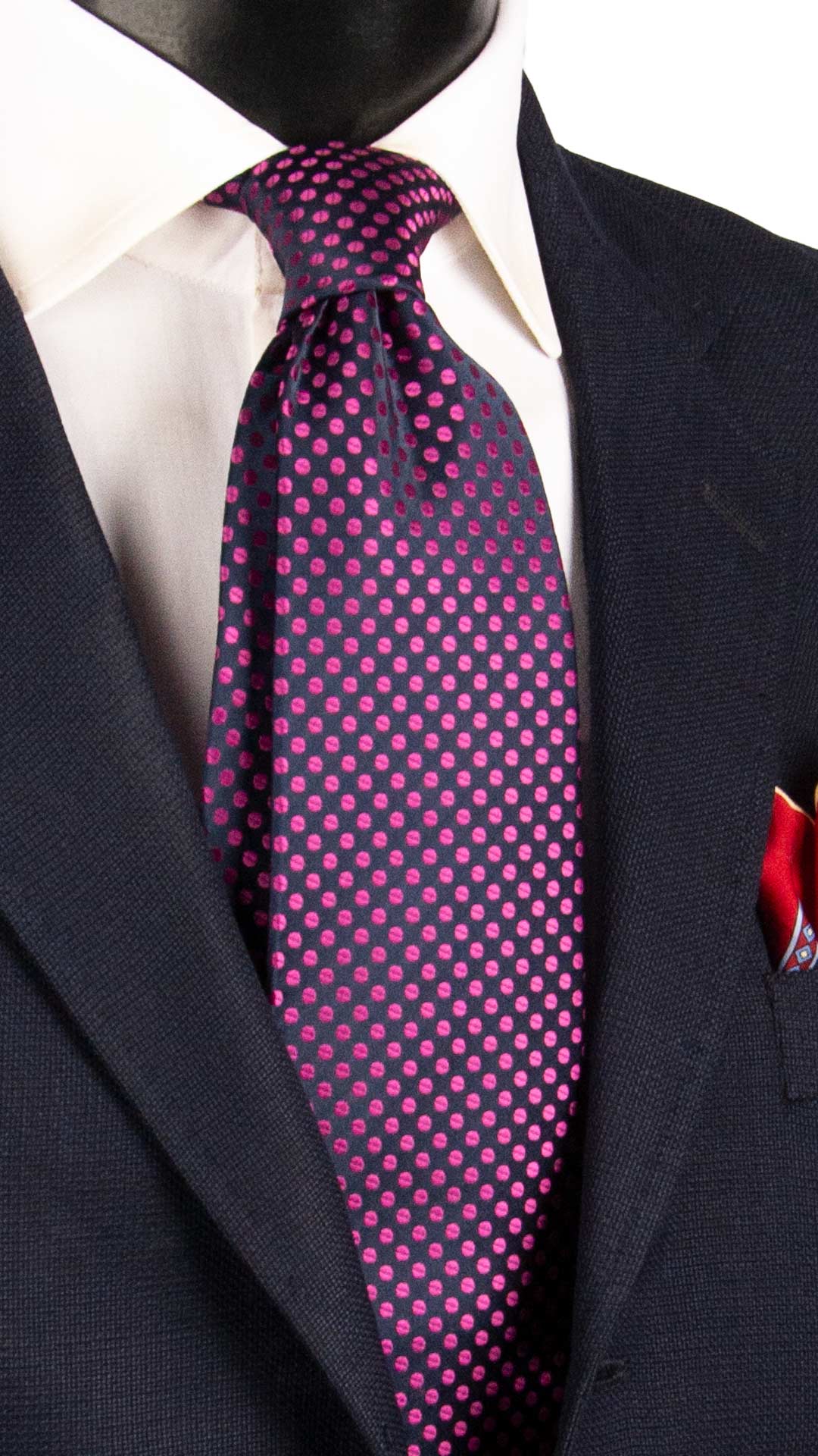 Cravatta di Seta Blu Fantasia Fucsia 1611 Graffeo Cravatte Made in Italy
