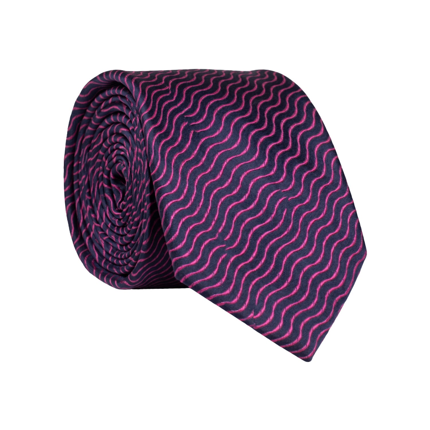 Cravatta di Seta Blu Fantasia Fucsia 1617 Graffeo Cravatte Made in Italy Rotolo