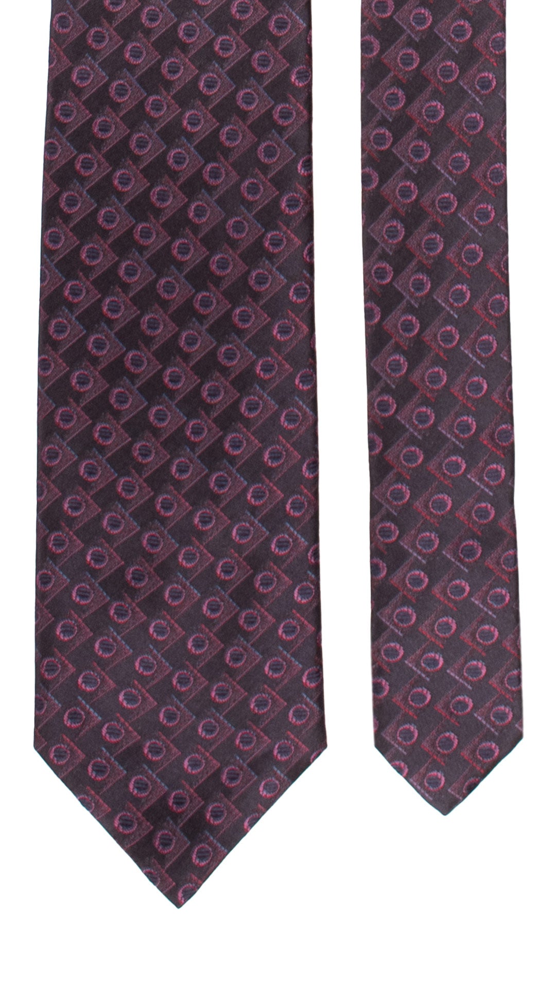 Cravatta di Seta Blu Fantasia Fucsia Celeste 7280 Graffeo Cravatte Made in Italy Pala