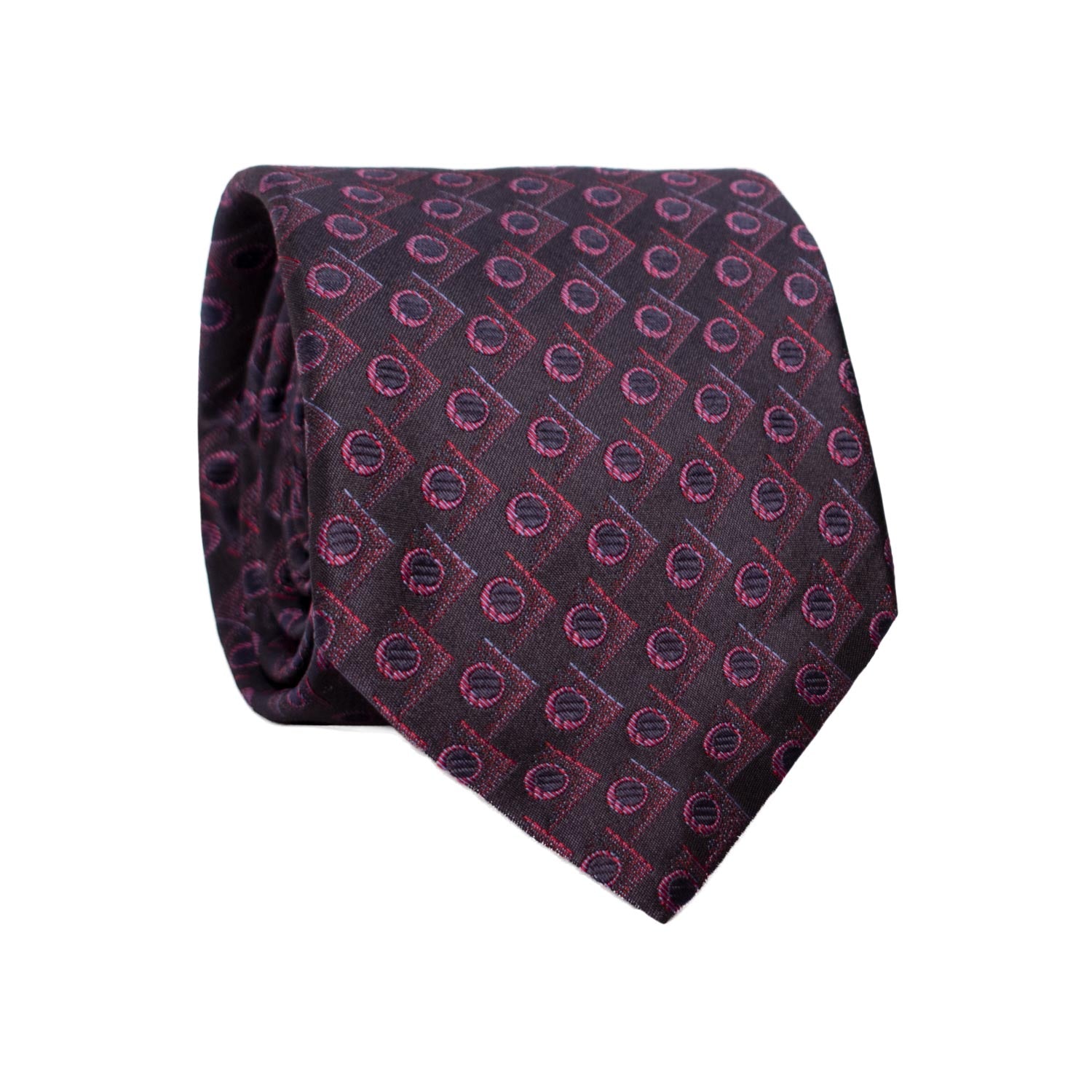 Cravatta di Seta Blu Fantasia Fucsia Celeste 7280 Graffeo Cravatte Made in Italy Rotolo