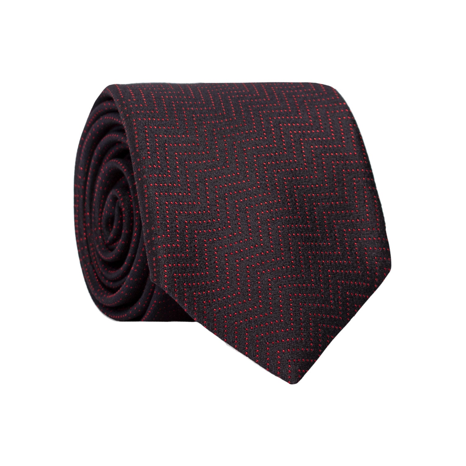 Cravatta di Seta Blu Fantasia Lurex Rossa 7157 Graffeo Cravatte Made in Italy Rotolo