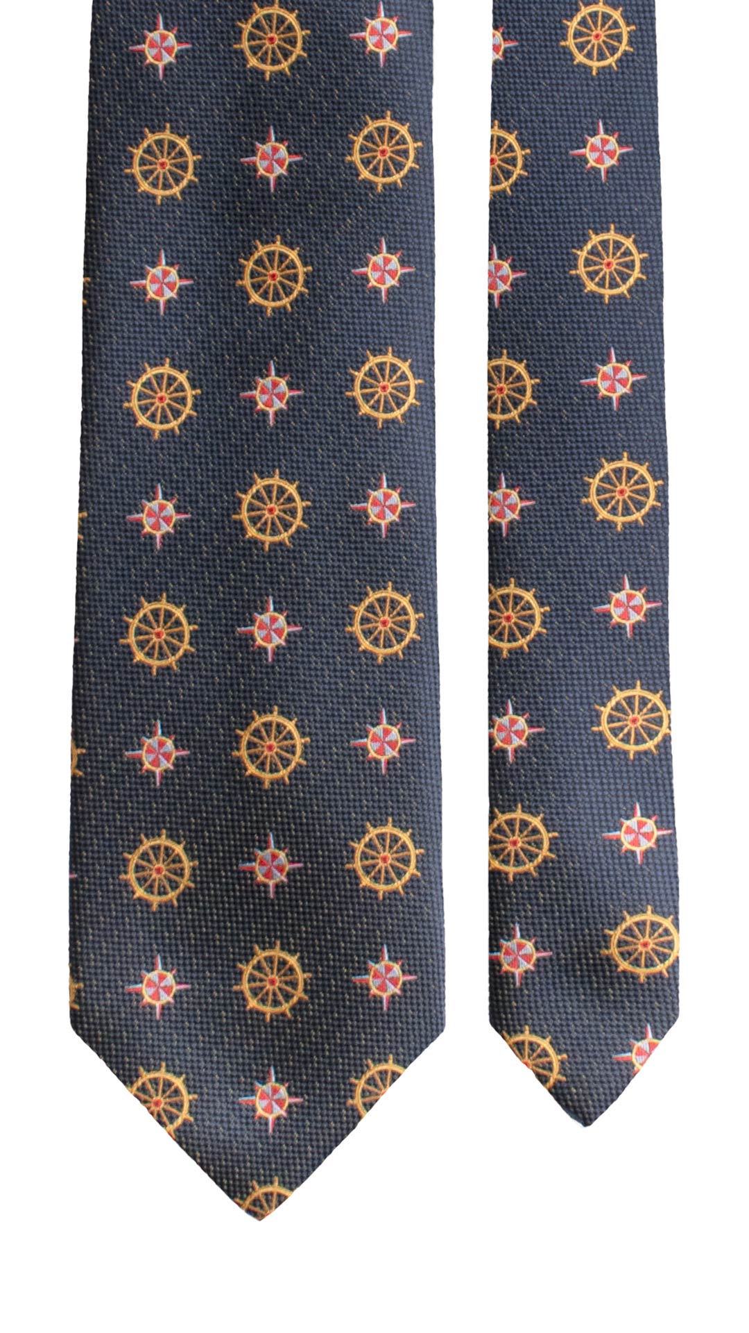 Cravatta di Seta Blu Fantasia Multicolor 1707 Graffeo Cravatte Made in Italy Pala