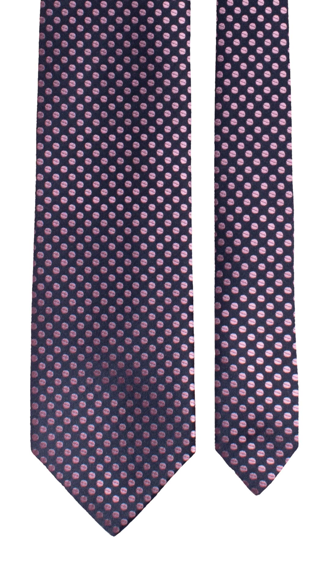 Cravatta di Seta Blu Fantasia Rosa 1615 Graffeo Cravatte Made in Italy Pala