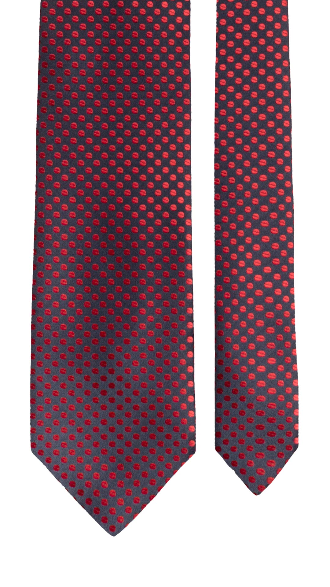 Cravatta di Seta Blu Fantasia Rossa 1616 Graffeo Cravatte Made in Italy Pala