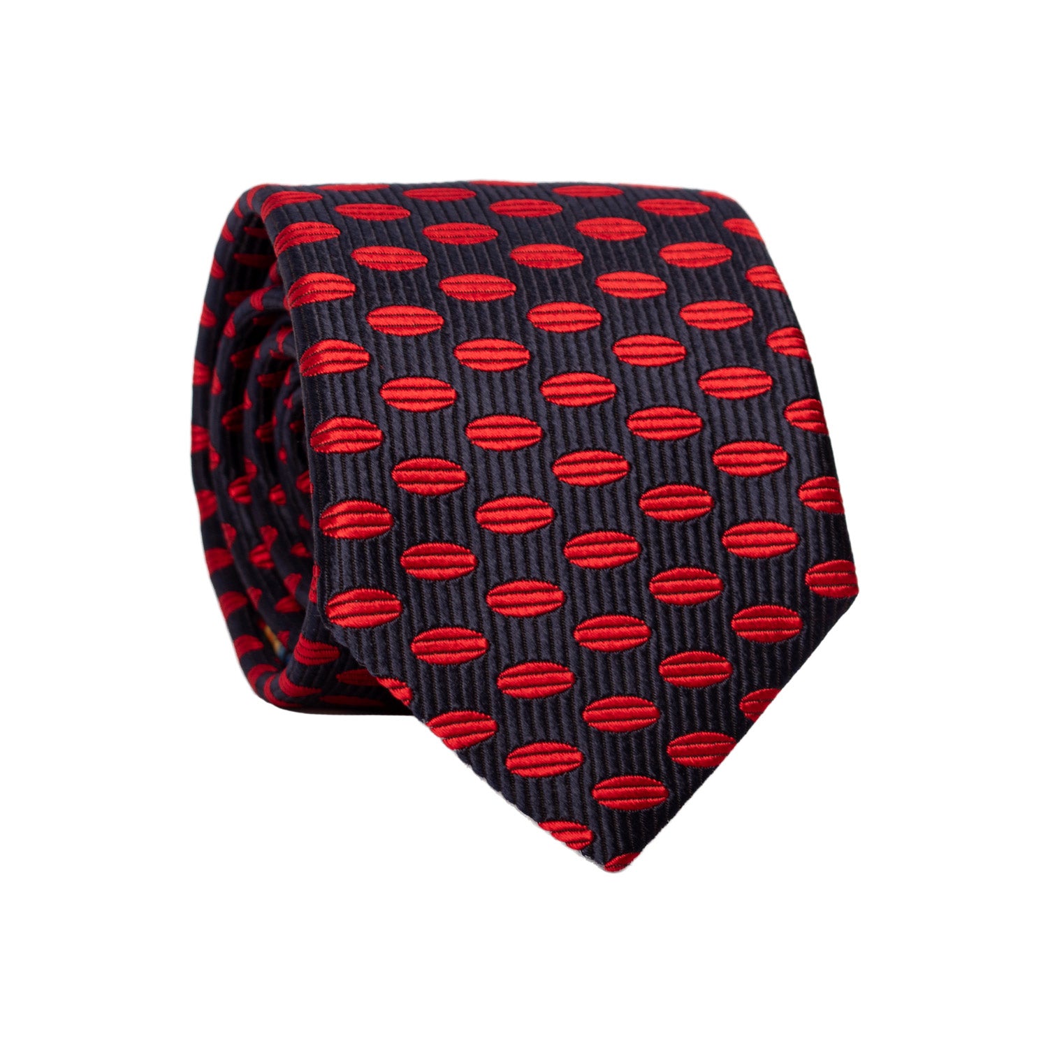 Cravatta di Seta Blu Fantasia Rossa AN7172 Graffeo Cravatte Made in Italy Rotolo