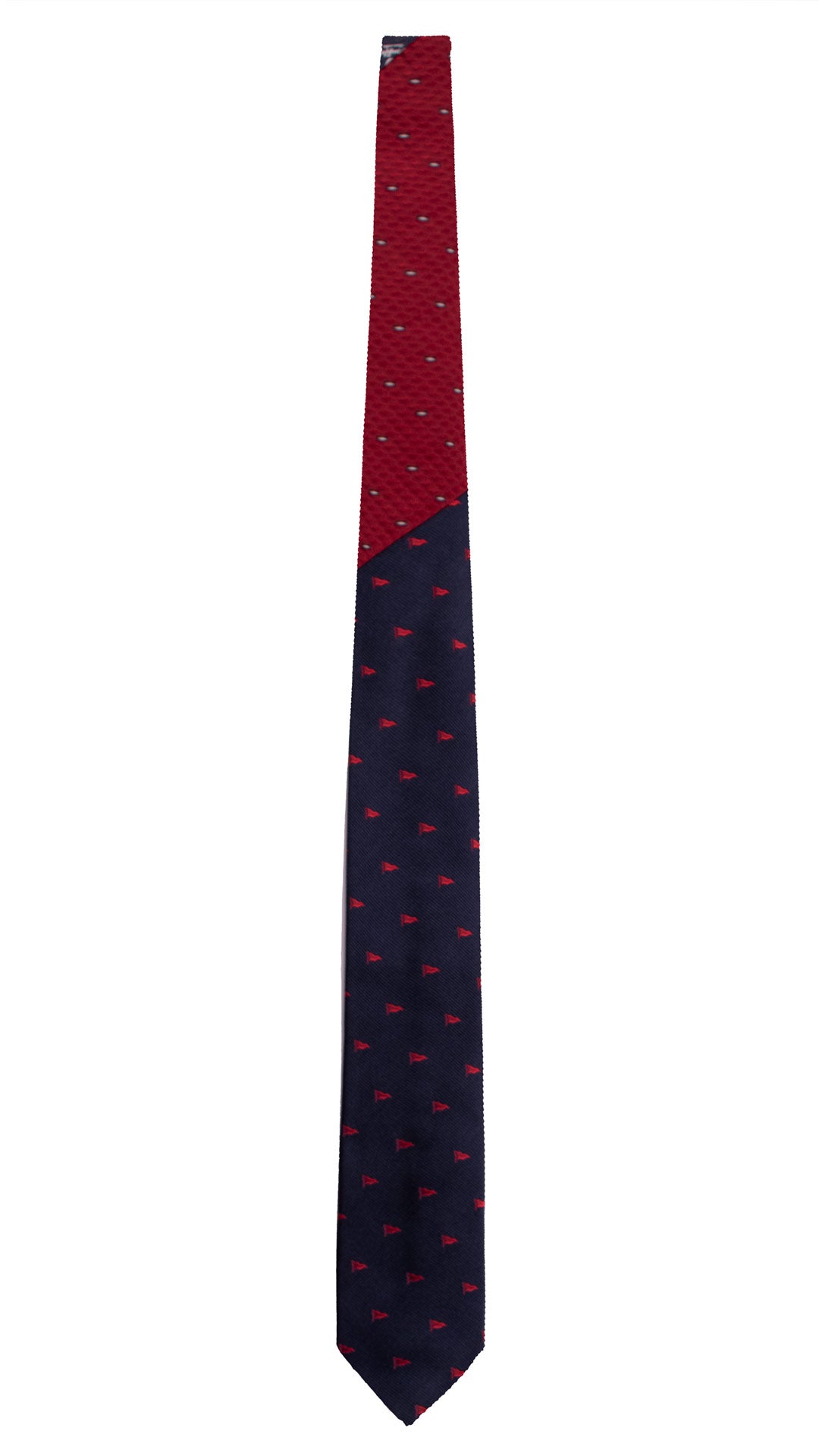 Cravatta di Seta Blu Fantasia Rosso Nodo in Contrasto Bordeaux Fantasia Tono su Tono Blu Bianco N3362 Made in Italy Graffeo Cravatte Intera