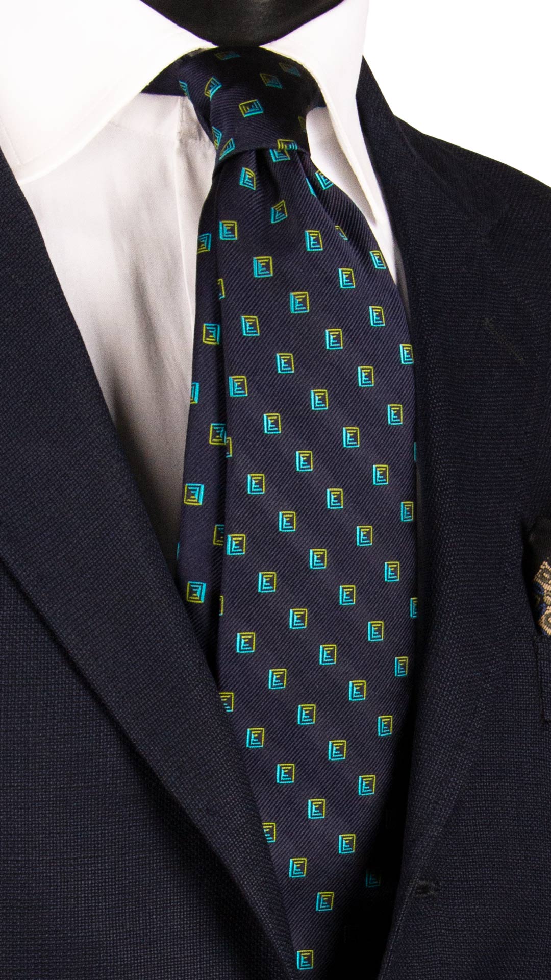 Man Blue Silk Tie Tiffany Green Pattern 7131