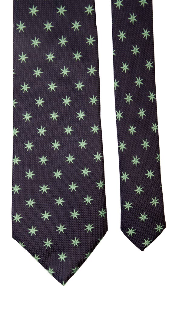 Cravatta di Seta Blu Fantasia Verde Made in Italy Graffeo Cravatte Pala