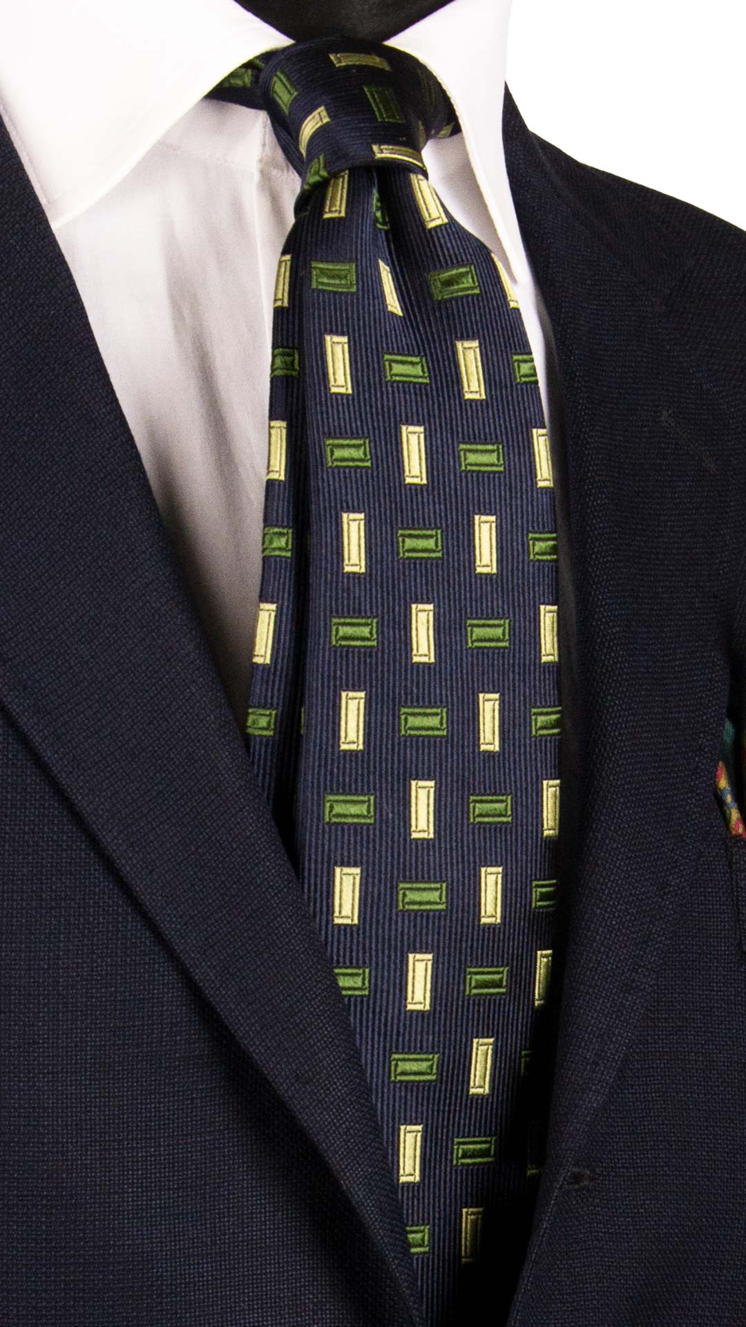 Cravatta-di-Seta-Blu-Fantasia-Verde-AN7072
