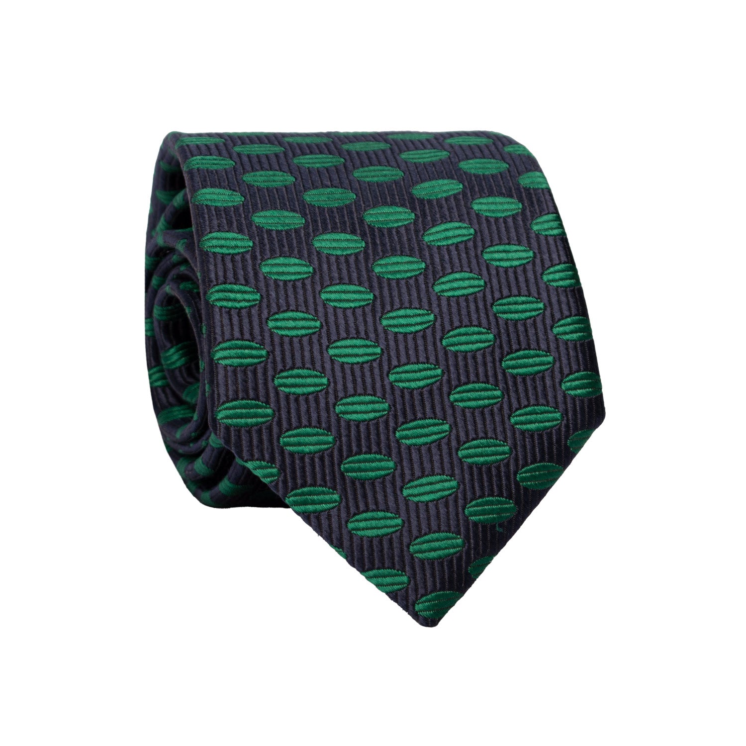 Cravatta di Seta Blu Fantasia Verde AN7173 Graffeo Cravatte Made in Italy Rotolo