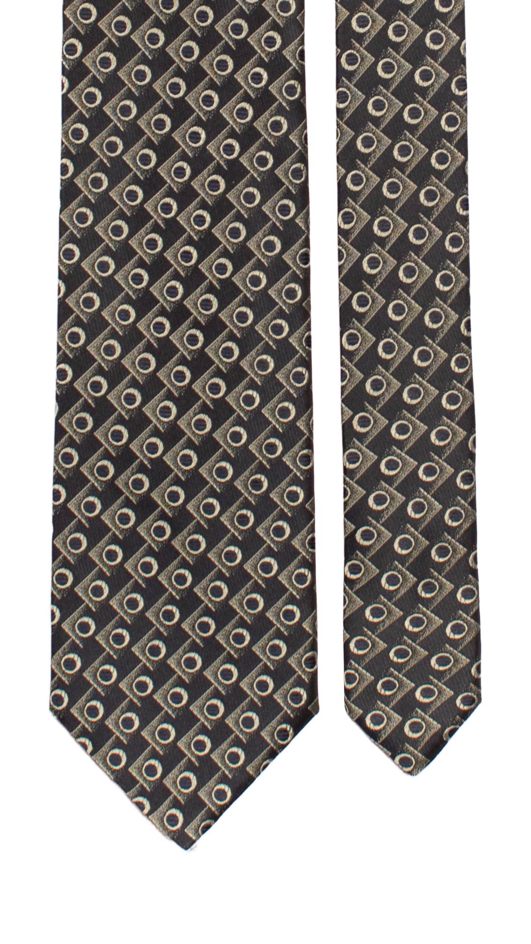 Cravatta di Seta Blu Fantasia Verde Salvia 7276 Graffeo Cravatte Made in Italy Pala