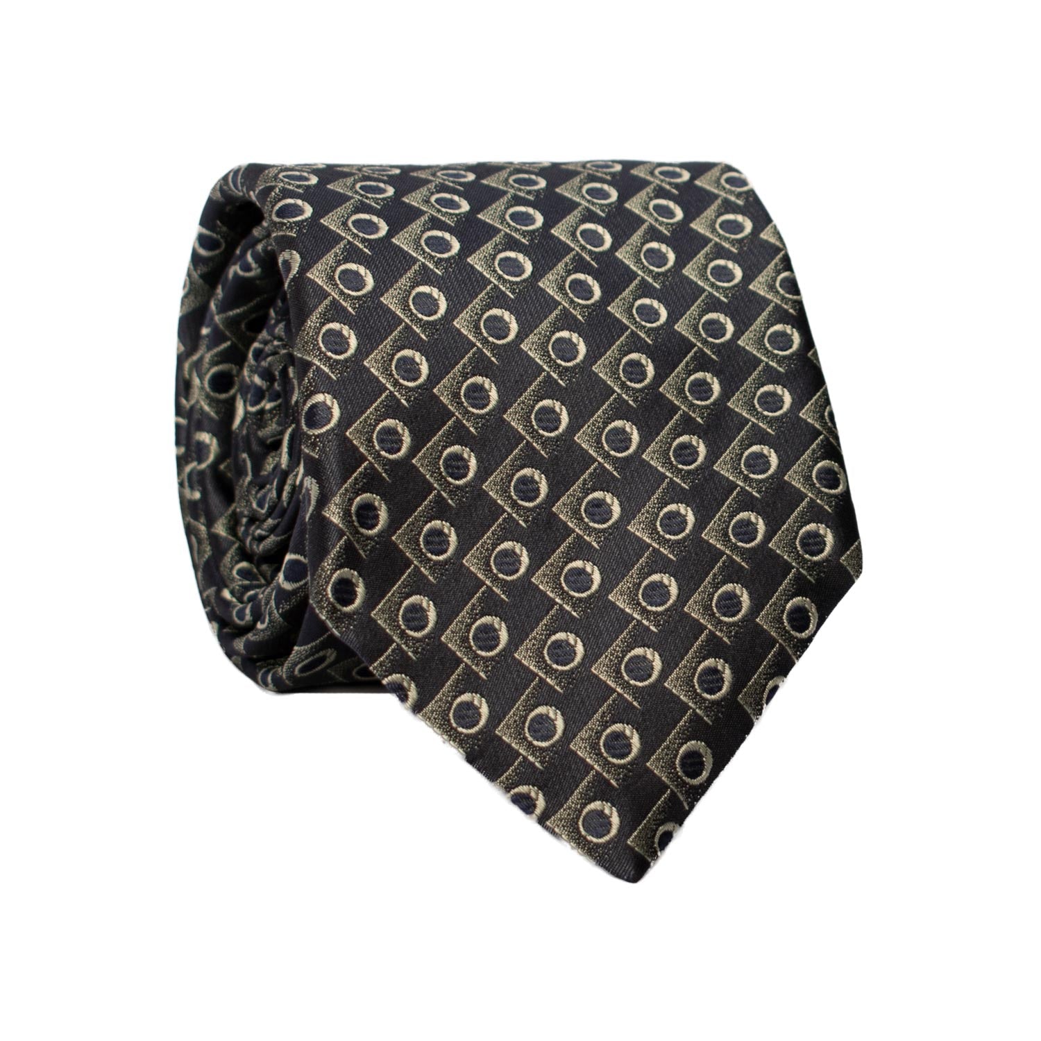 Cravatta di Seta Blu Fantasia Verde Salvia 7276 Graffeo Cravatte Made in Italy Rotolo