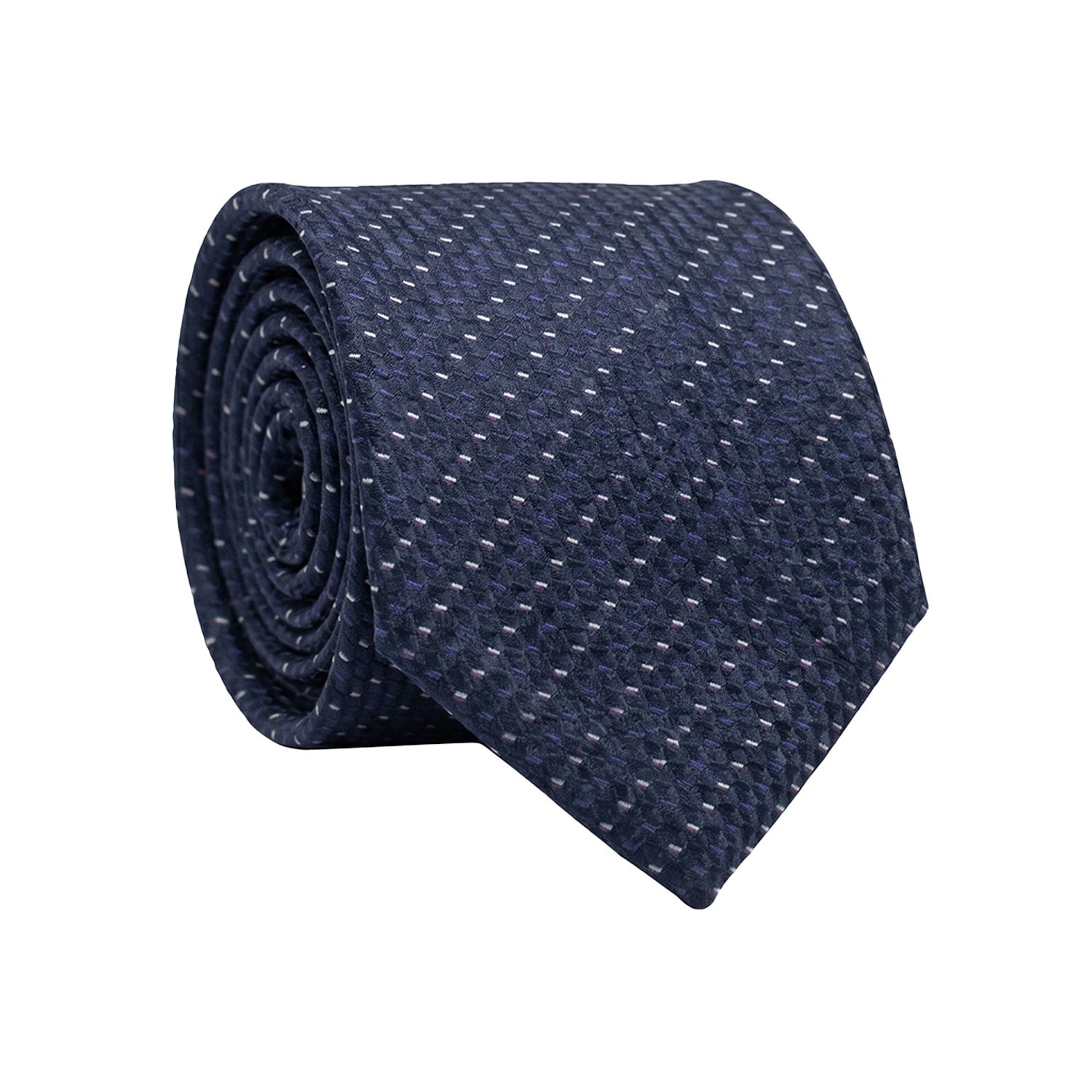 Cravatta di Seta Blu Fantasia Viola Bianca 1548 Graffeo Cravatte Made in Italy Rotolo
