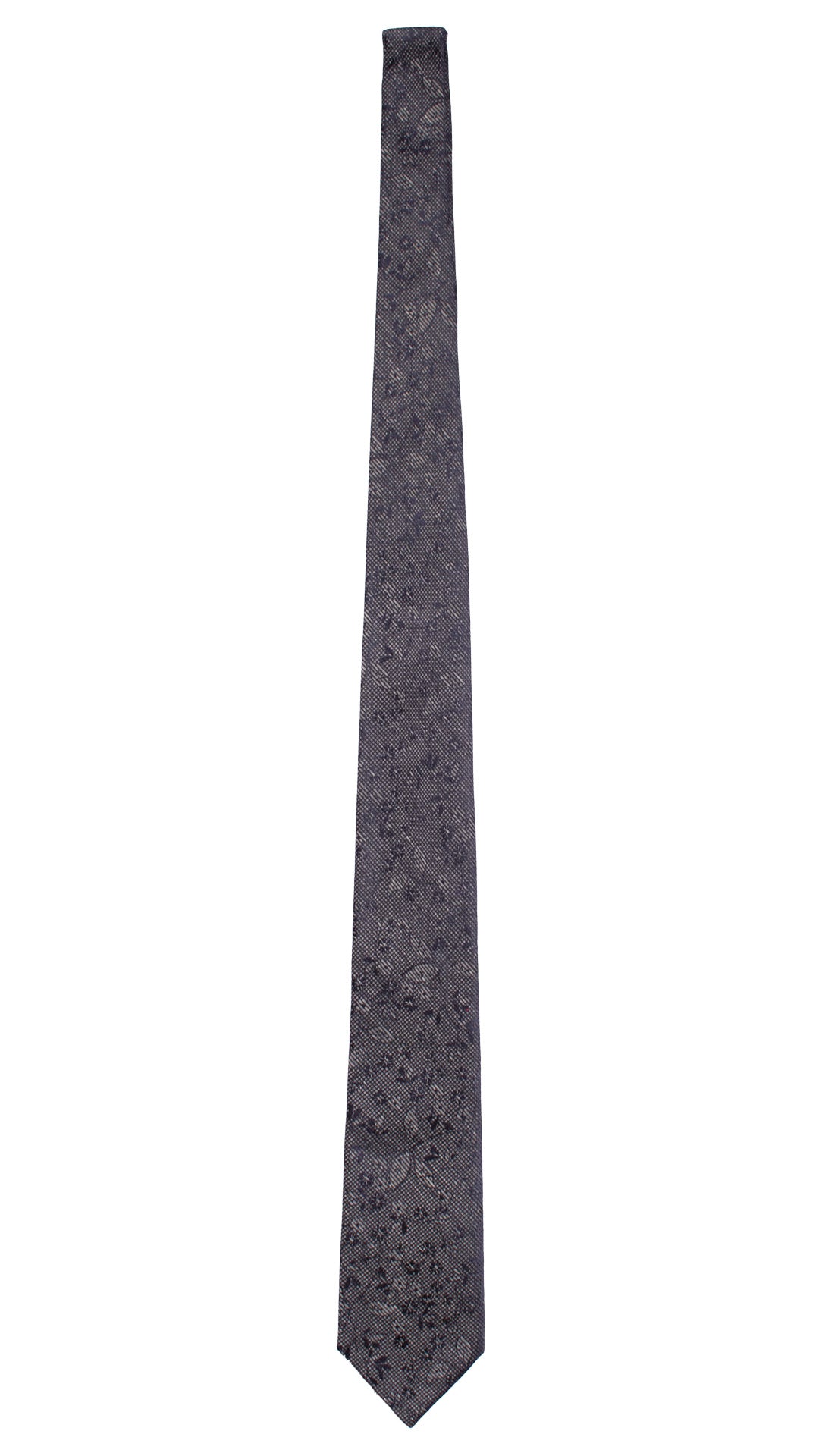 Cravatta di Seta Blu Grigio a Fiori 7458 Made in Italy Graffeo Cravatte Intera 