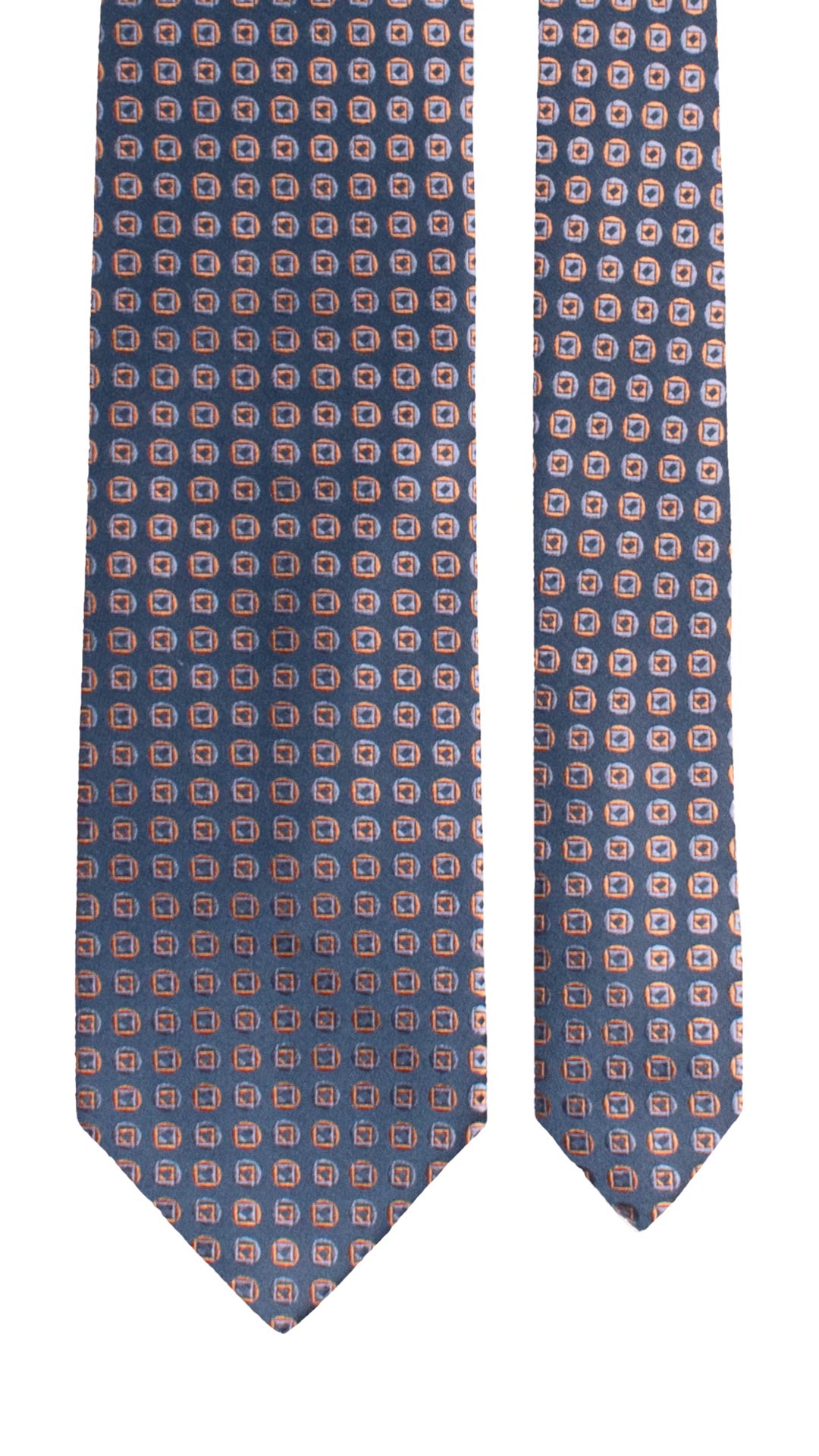 Cravatta di Seta Blu Navy Fantasia Indaco Beige 1720 Graffeo Cravatte Made in Italy Pala