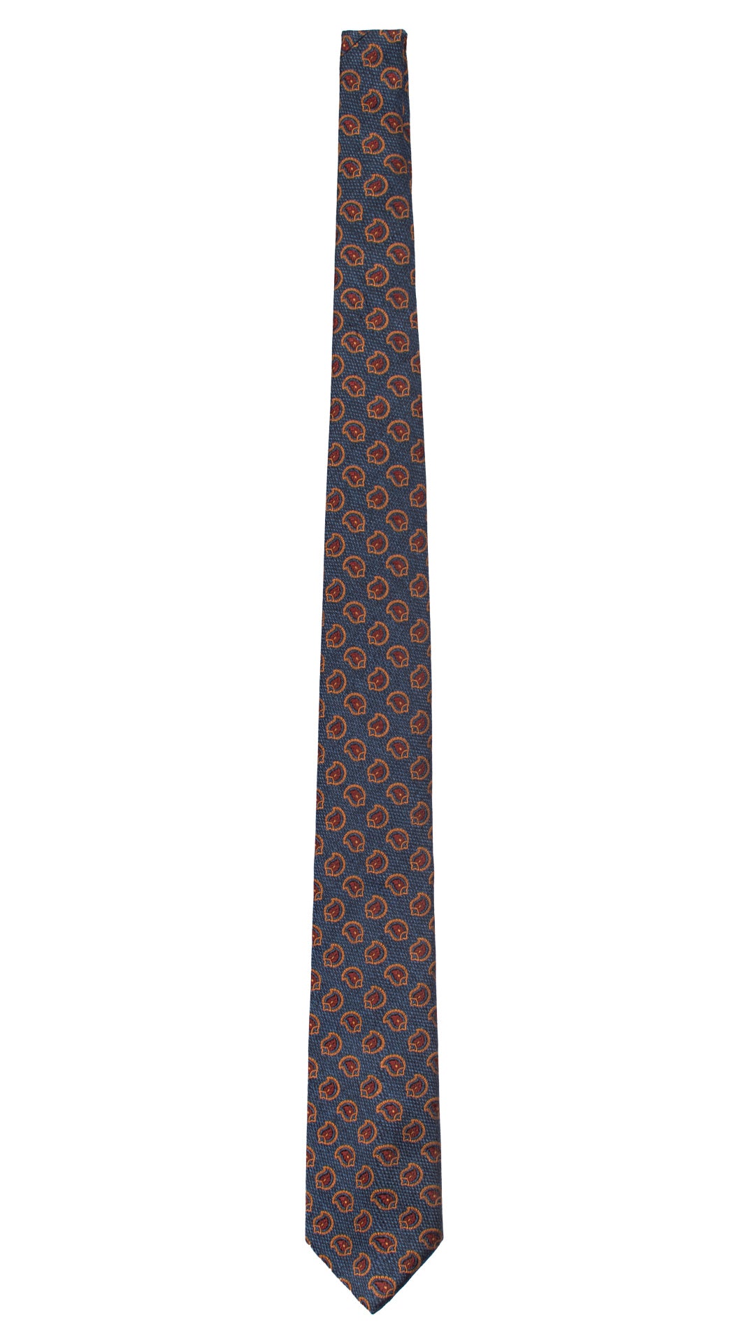 Cravatta di Seta Blu Navy Paisley Bordeaux Color Bronzo AN7406 Made in Italy Graffeo Cravatte Intera