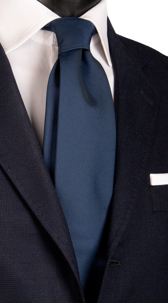Cravatta di Seta Blu Navy Tinta Unita Made in Italy Graffeo Cravatte