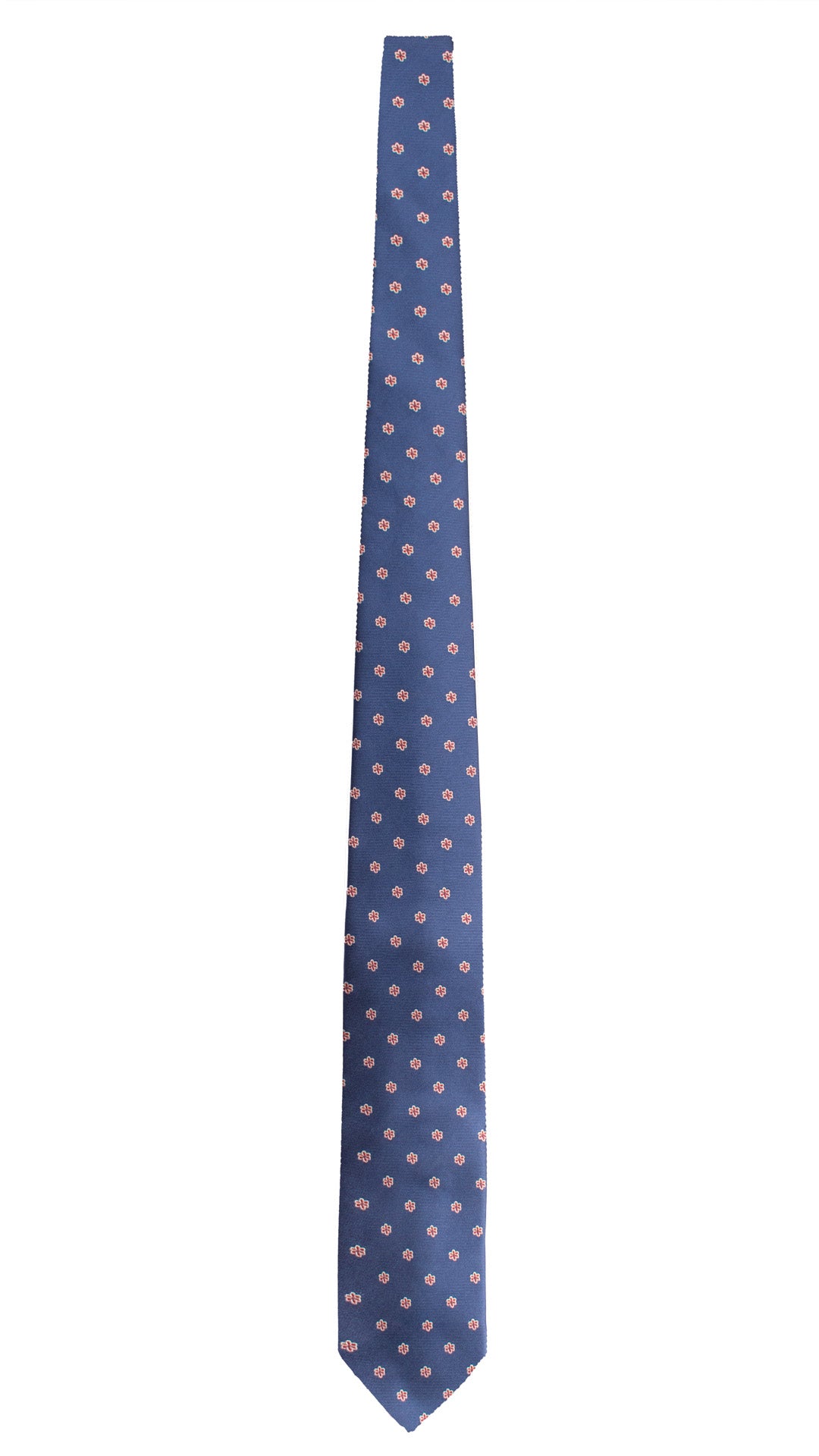 Cravatta di Seta Blu Navy a Fiori Rossi Bianchi 2094 Graffeo Cravatte Made in Italy Intera