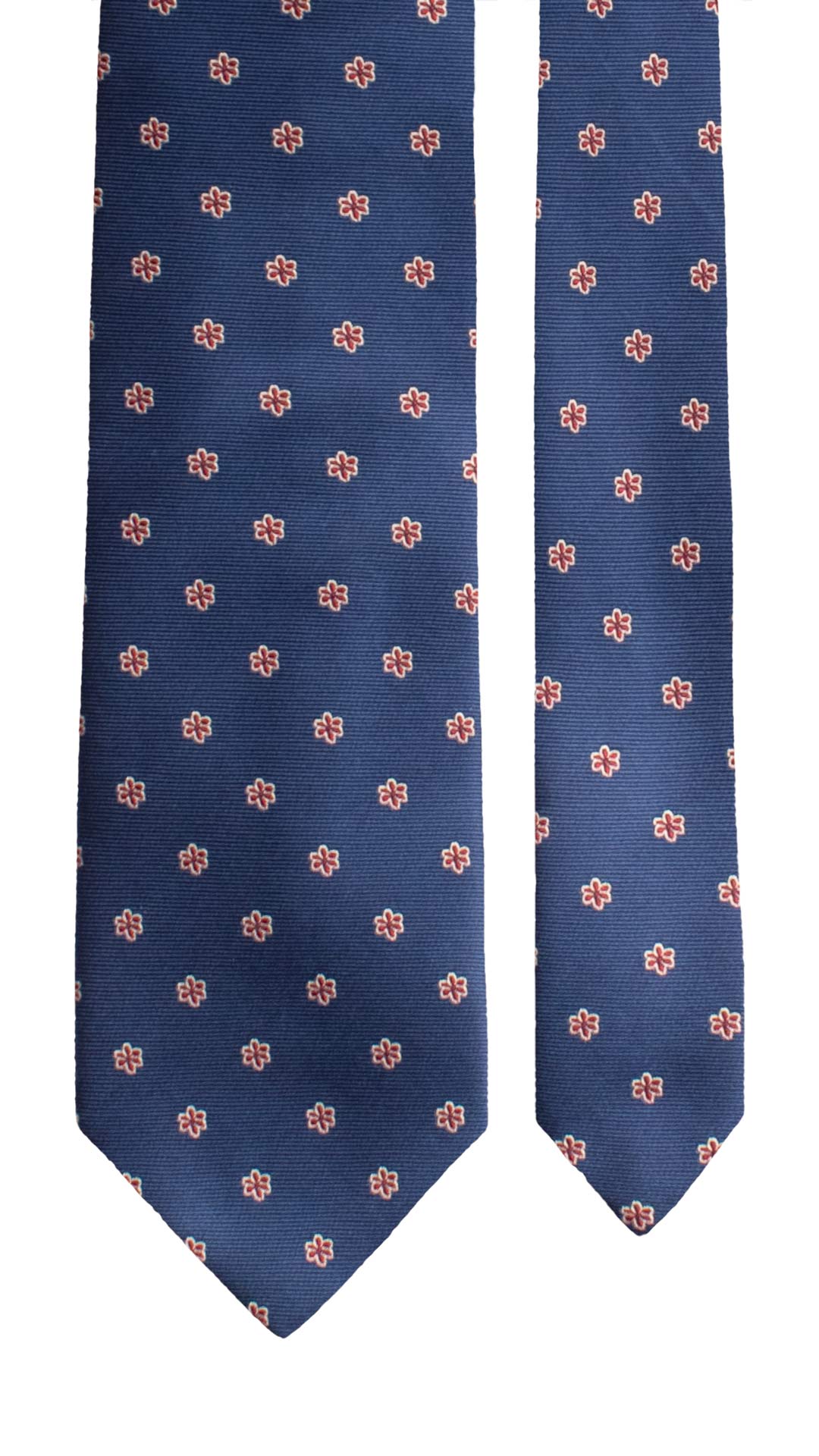 Cravatta di Seta Blu Navy a Fiori Rossi Bianchi 2094 Graffeo Cravatte Made in Italy Pala