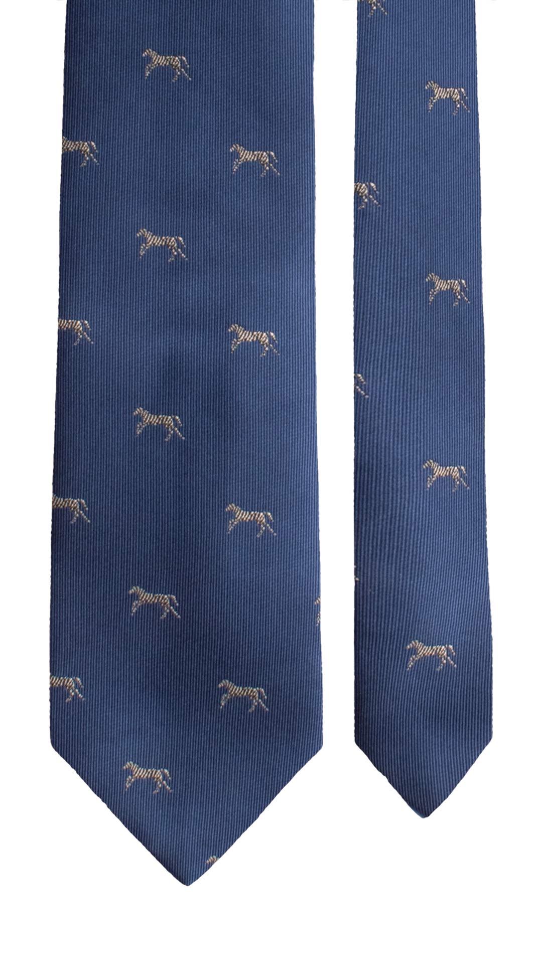 Cravatta di Seta Blu Navy con Animali 2074 Graffeo Cravatte Made in Italy Pala