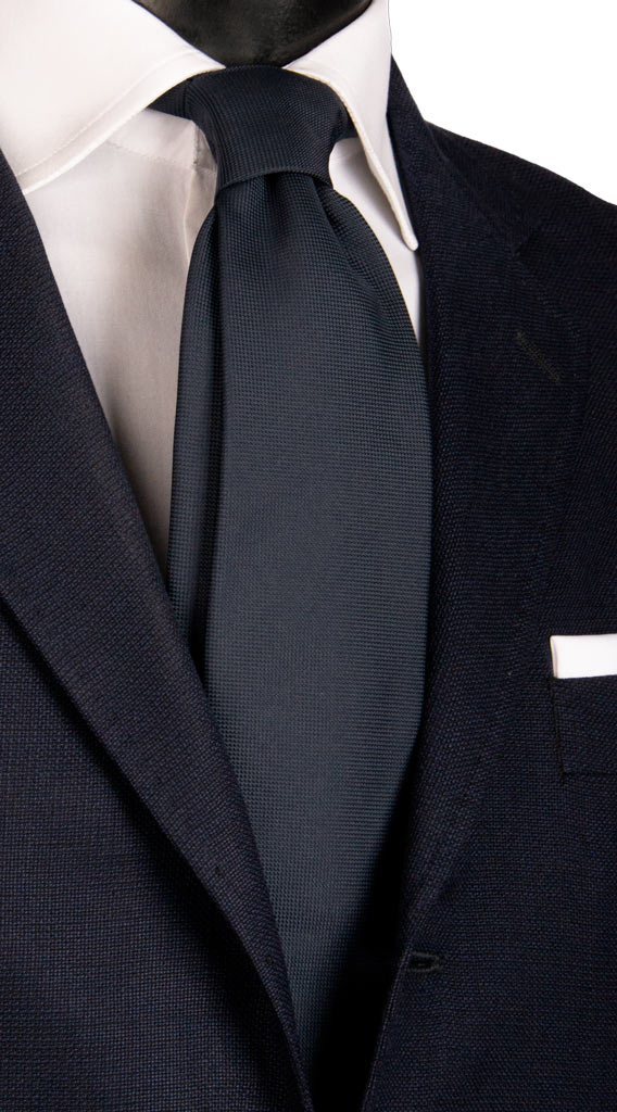 Cravatta di Seta Blu Notte Tinta Unita Made in Italy Graffeo Cravatte