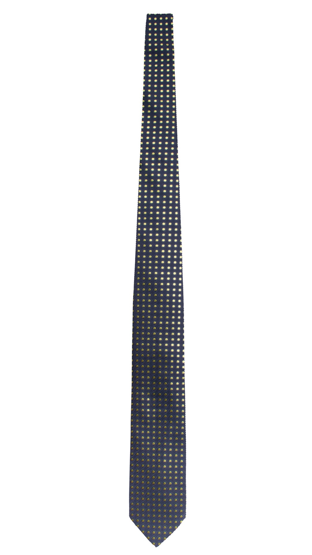 Cravatta di Seta Blu Notte a Pois Verde 1757 Graffeo Cravatte Made in Italy Intera
