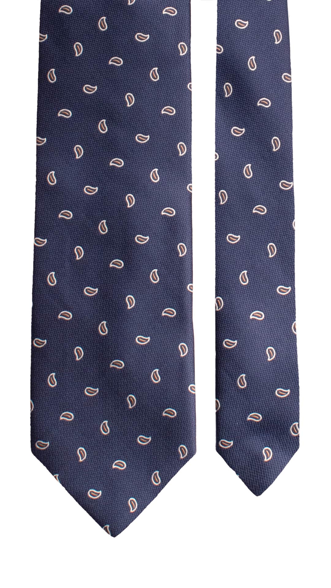 Cravatta di Seta Blu Paisley Blu Bianco 1782 Graffeo Cravatte Made in Italy Pala