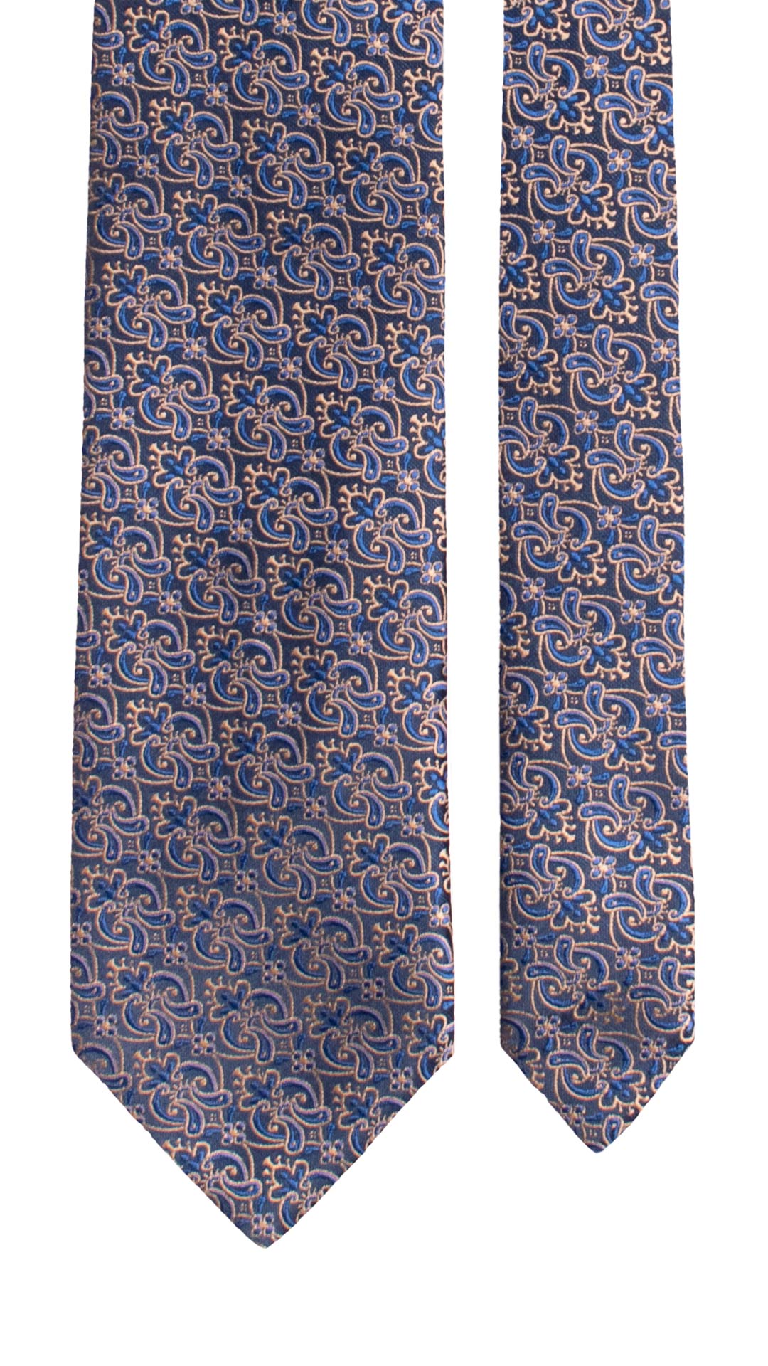 Cravatta di Seta Blu Paisley Bluette Beige 1531 Graffeo Cravatte Made in Italy Pala
