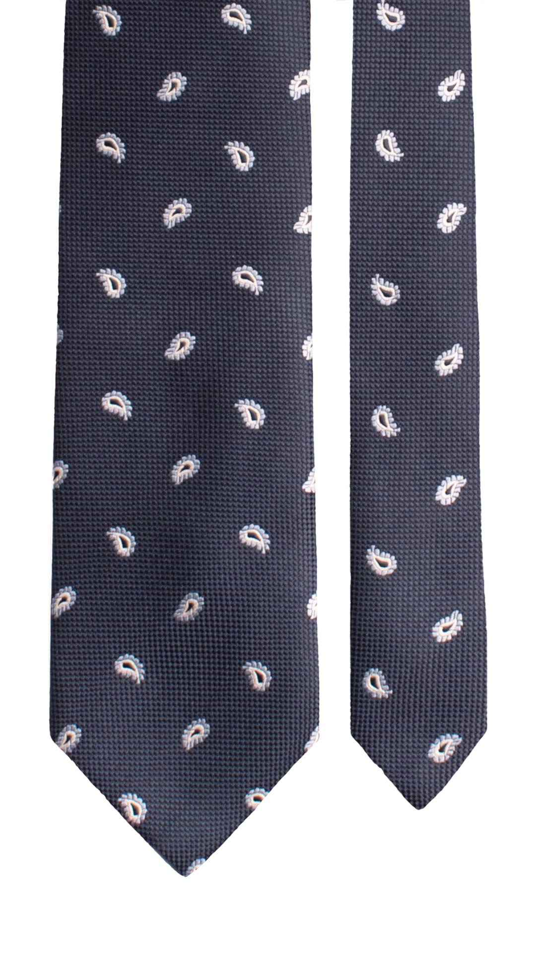 Cravatta di Seta Blu Paisley Celeste Bianco 2088 Graffeo Cravatte Made in Italy Pala