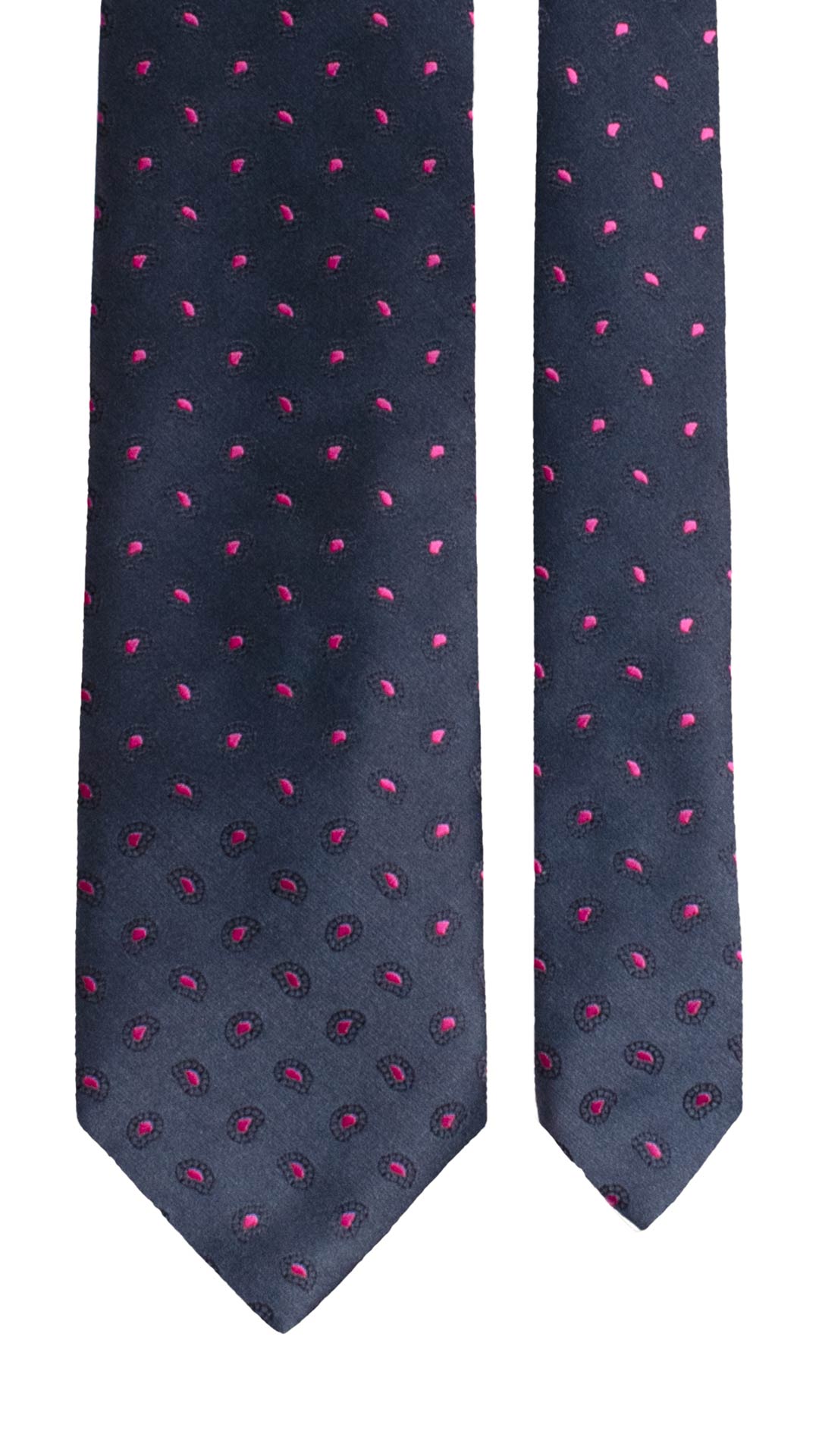 Cravatta di Seta Blu Paisley Fucsia 1668 Graffeo Cravatte Made in Italy Pala