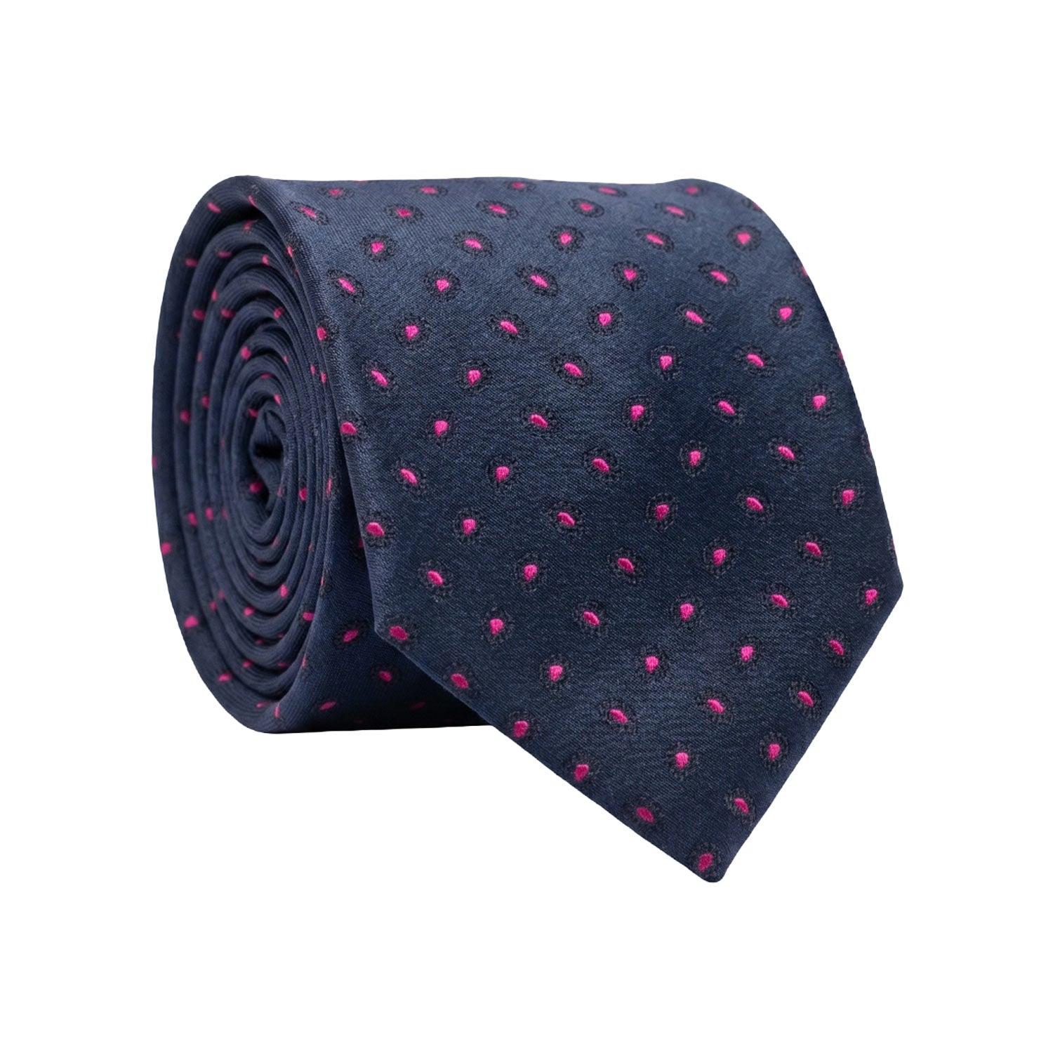 Cravatta di Seta Blu Paisley Fucsia 1668 Graffeo Cravatte Made in Italy Rotolo