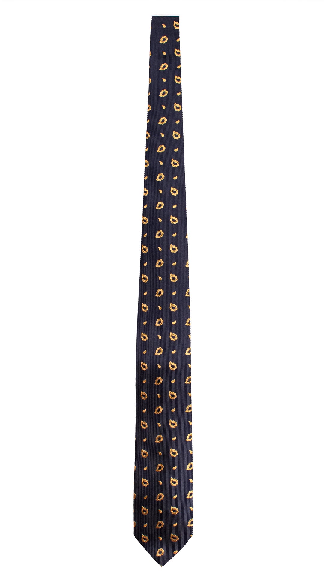 Cravatta di Seta Blu Paisley Giallo 2176 Graffeo Cravatte Made in Italy Intera