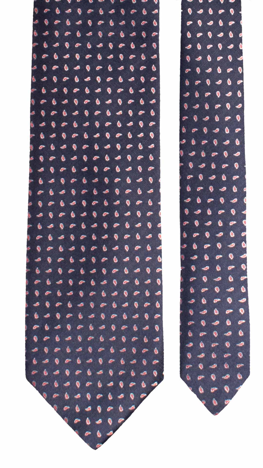 Cravatta di Seta Blu Paisley Rosso Bianco 2007 Graffeo Cravatte Made in Italy Pala