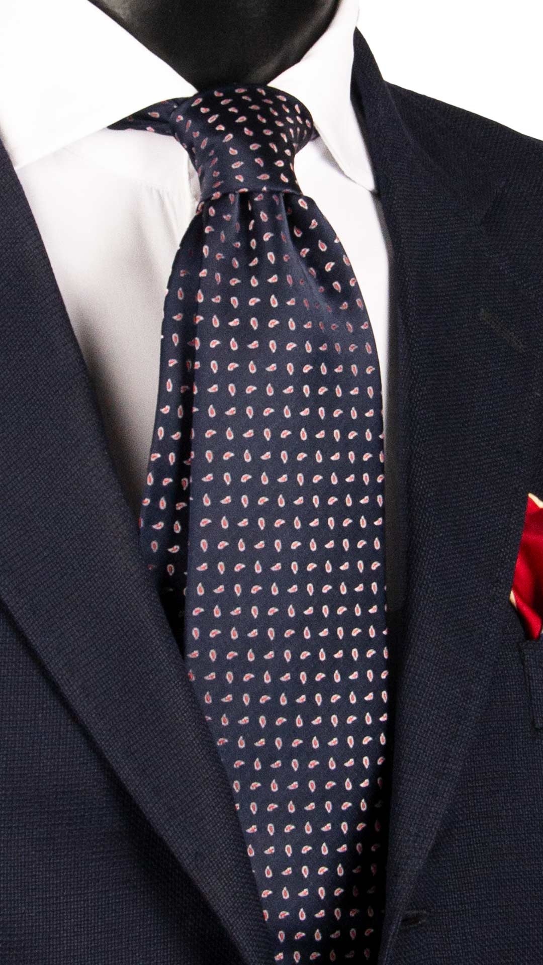 Cravatta di Seta Blu Paisley Rosso Bianco 2007 Graffeo Cravatte Made in Italy