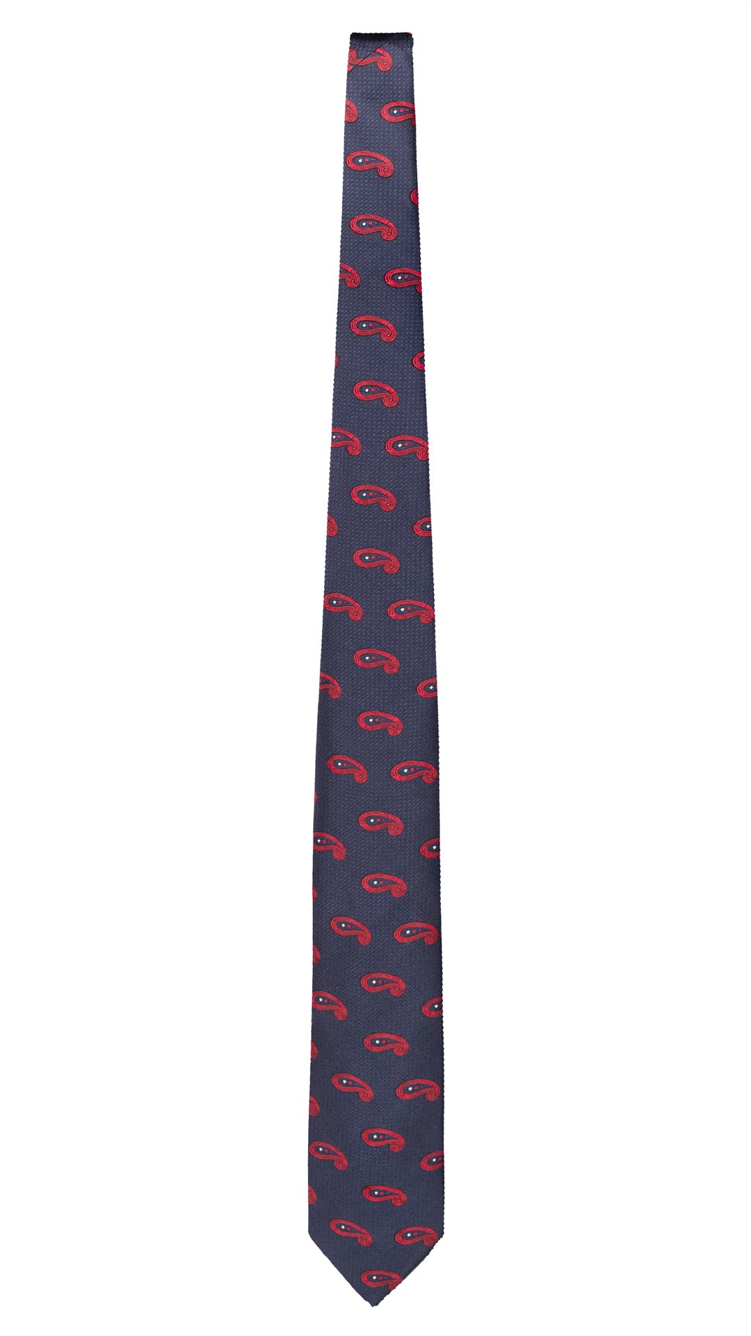 Cravatta di Seta Blu Paisley Rosso Bianco AN7666 Made in Italy Graffeo Cravatte Intera