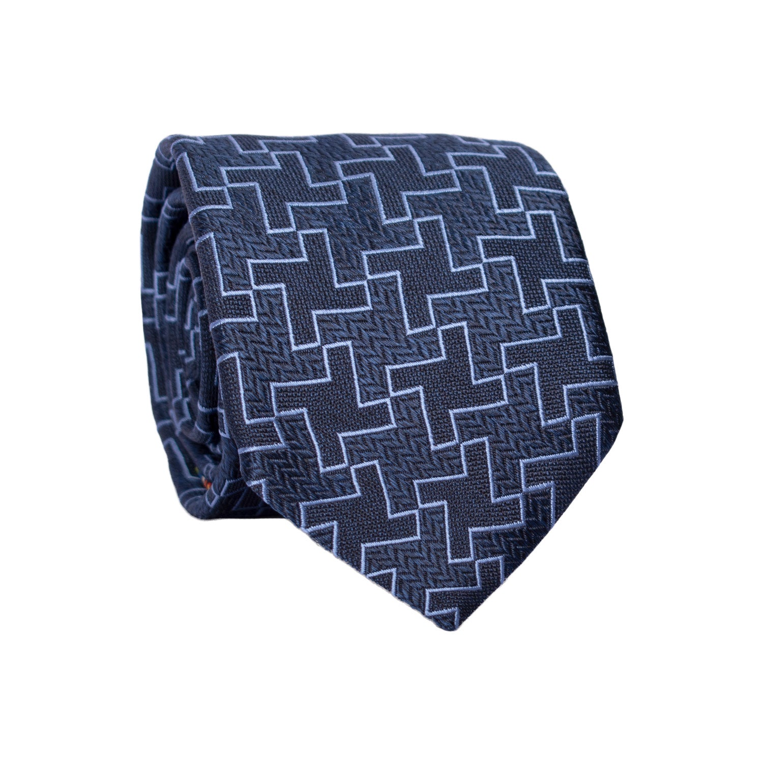 Cravatta di Seta Blu Pied de Poule Celeste AN7186 Graffeo Cravatte Made in Italy Rotolo