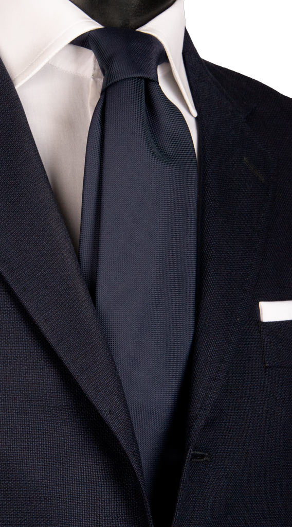 Cravatta di Seta Blu Tinta Unita Made in Italy Graffeo Cravatte